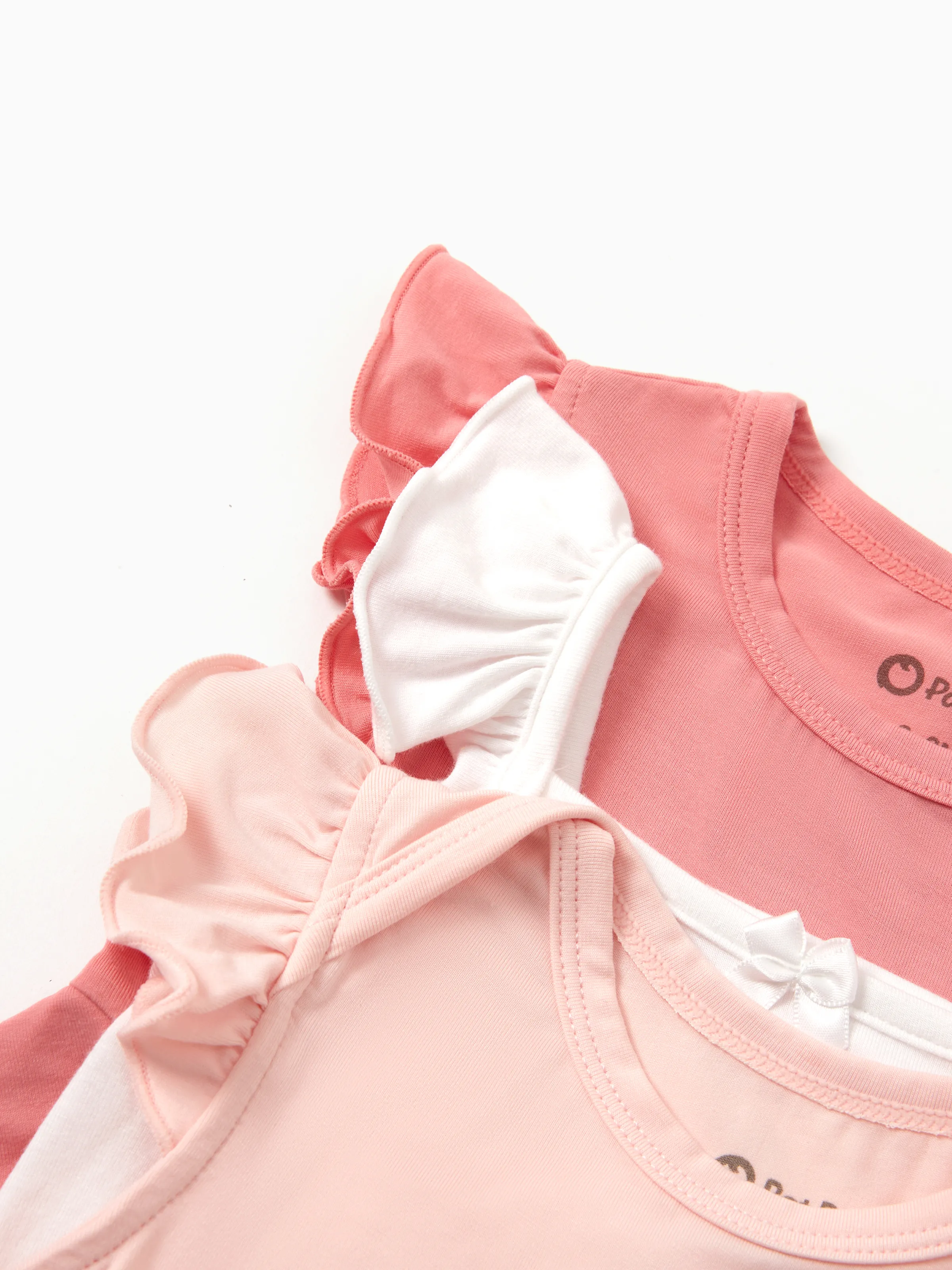Bamboo Baby Girl Solid Color 3-Piece Rompers Set Pink - Image 2