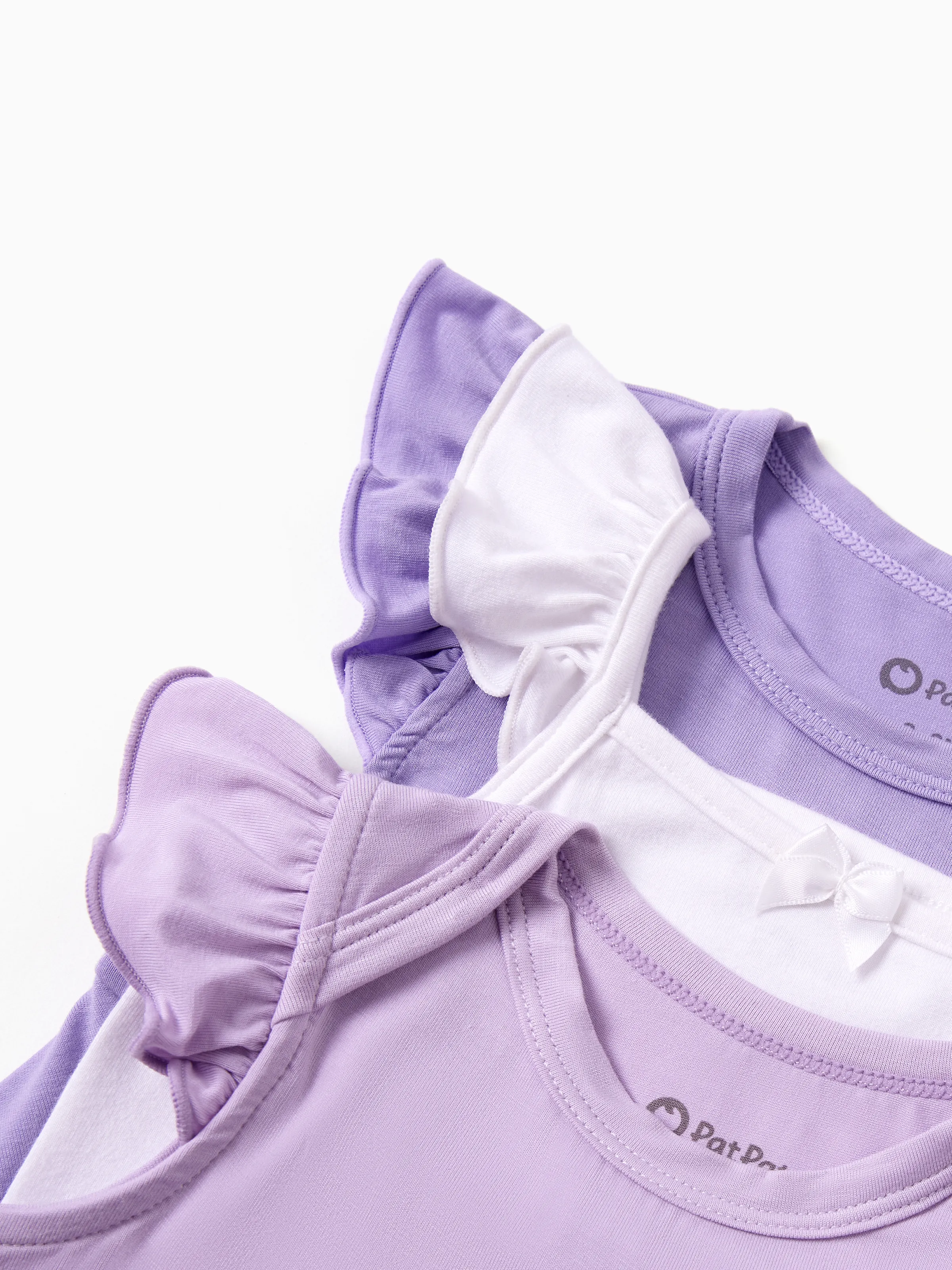 Bamboo Baby Girl Solid Color 3-Piece Rompers Set Purple - Image 2