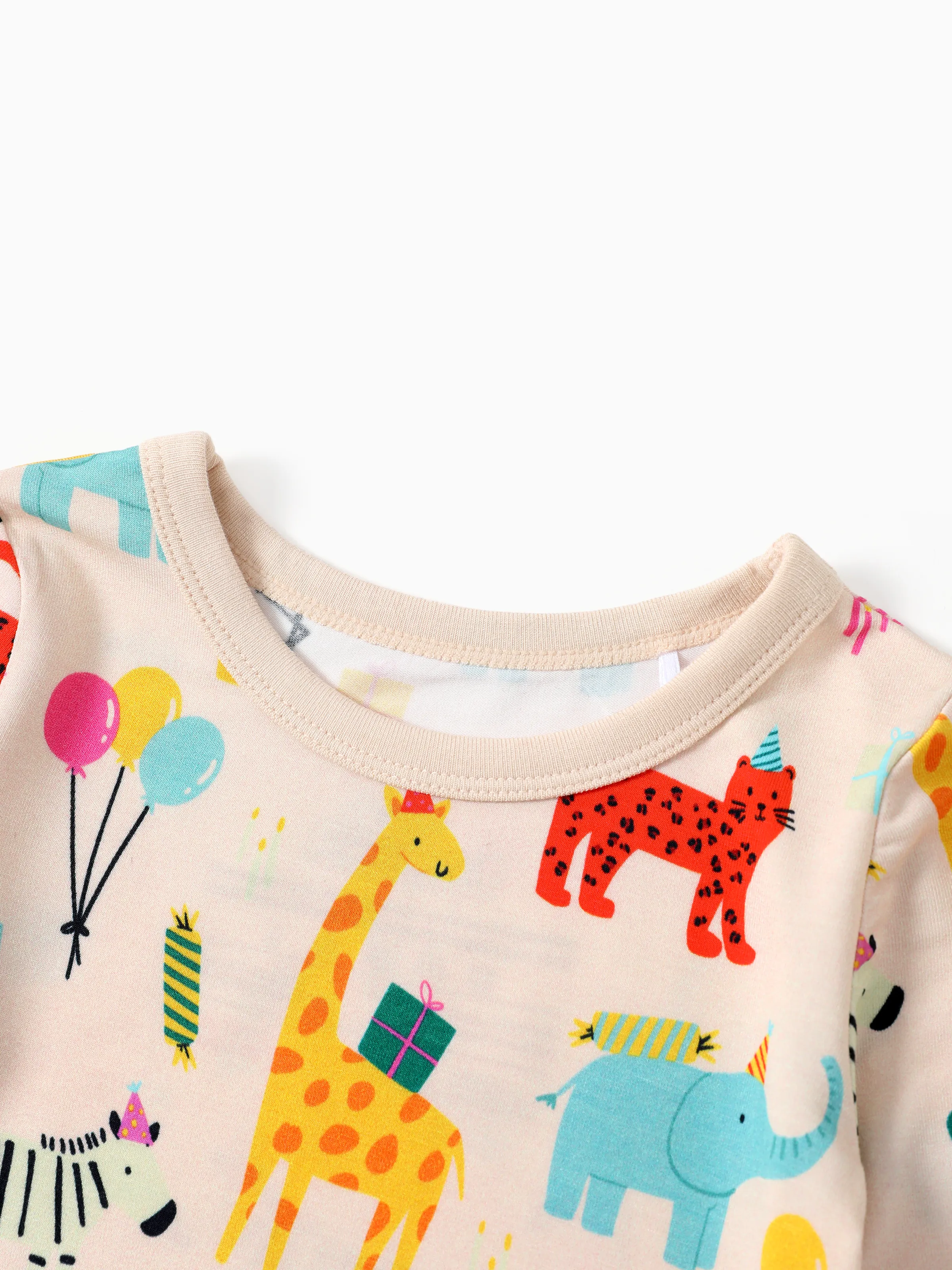 Bamboo Baby/Toddler 2-Piece Childlike Animal Print Snug-Fitting Pajamas Set Apricot - Image 3