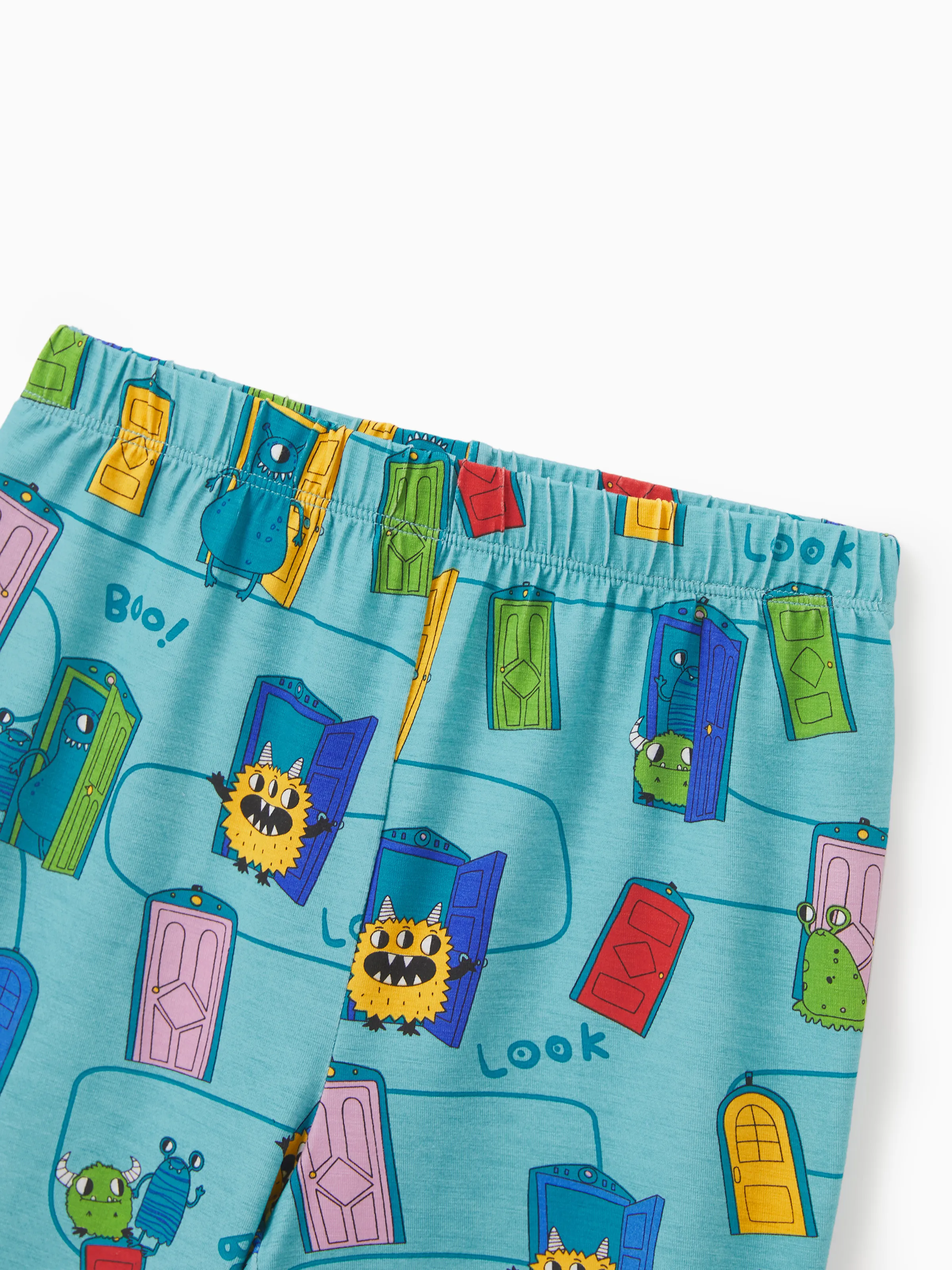 Bamboo Family Pajamas Cartoon Print Short-sleeve Matching Pajama set ( Snug-Fitting for Children ) Green - Image 12