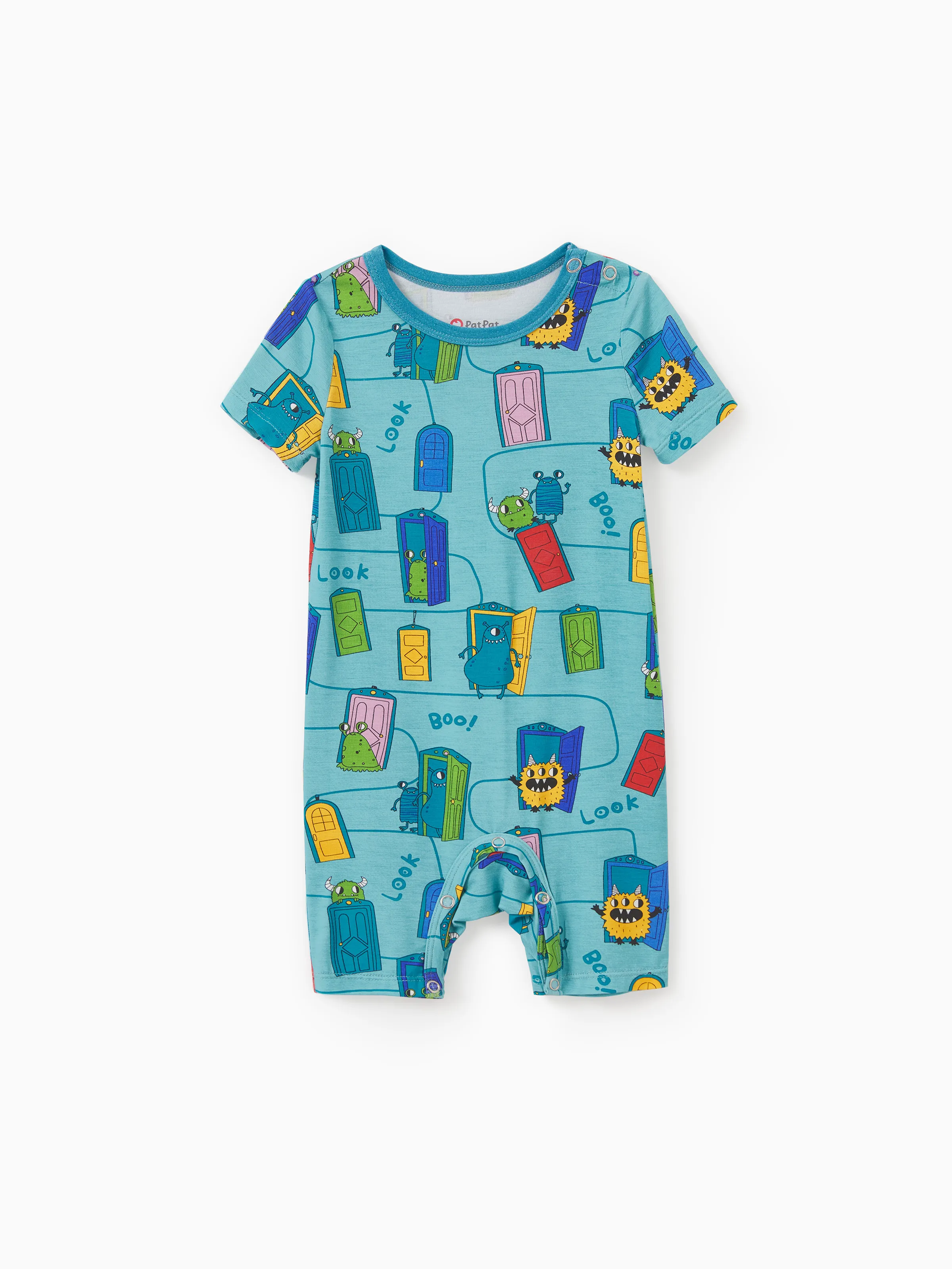 Bamboo Family Pajamas Cartoon Print Short-sleeve Matching Pajama set ( Snug-Fitting for Children ) Green - Image 14