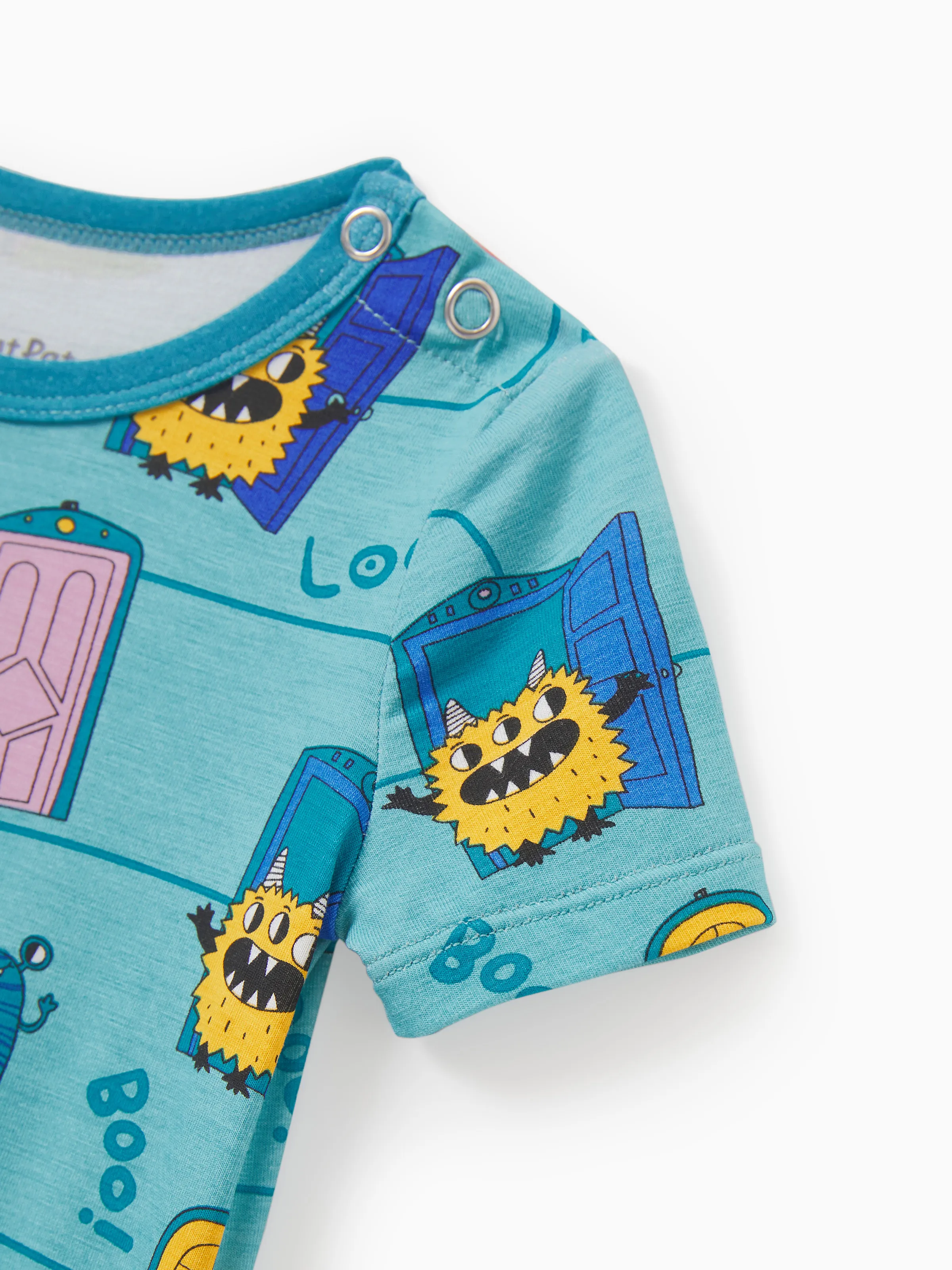 Bamboo Family Pajamas Cartoon Print Short-sleeve Matching Pajama set ( Snug-Fitting for Children ) Green - Image 18