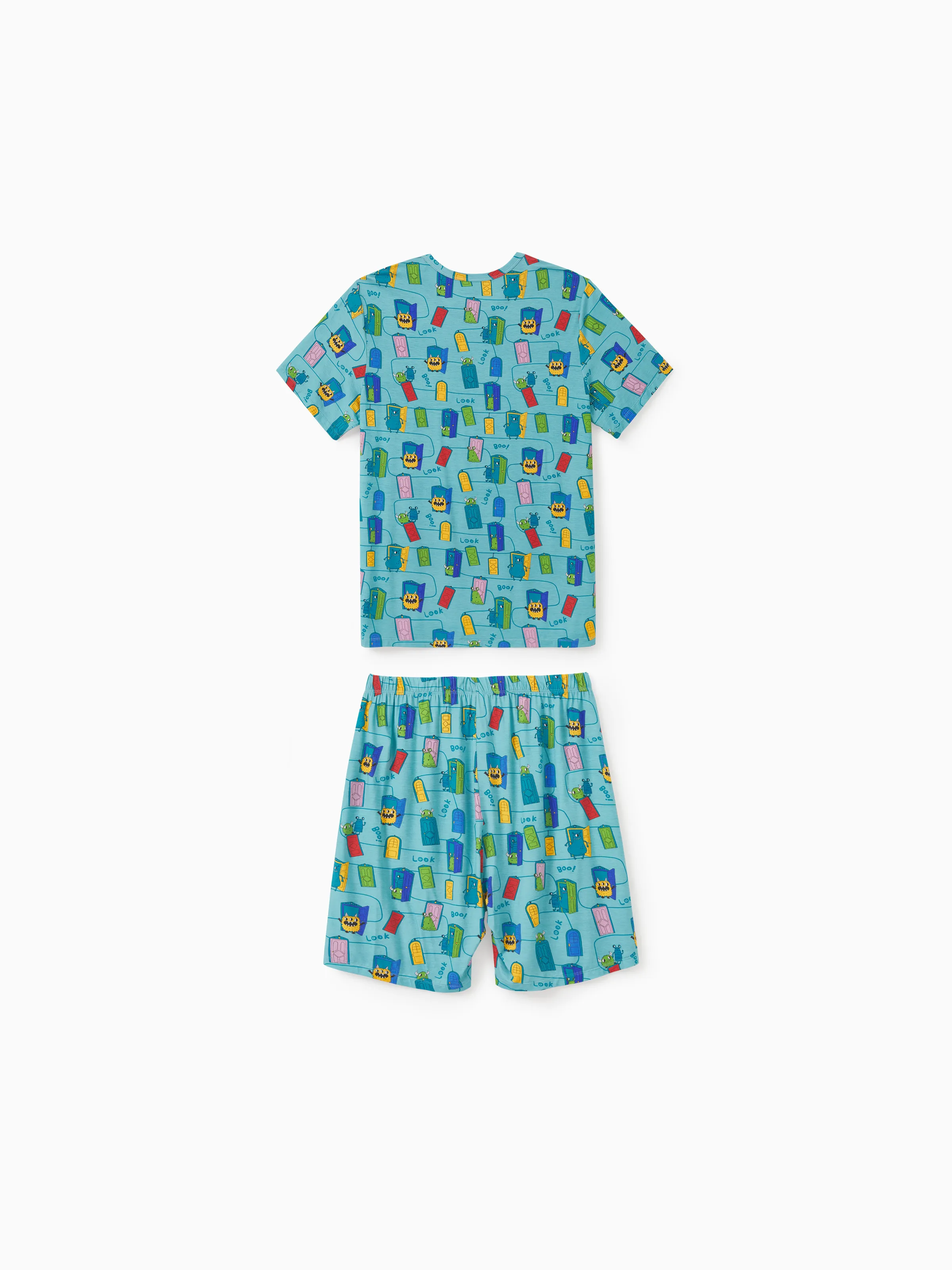Bamboo Family Pajamas Cartoon Print Short-sleeve Matching Pajama set ( Snug-Fitting for Children ) Green - Image 20