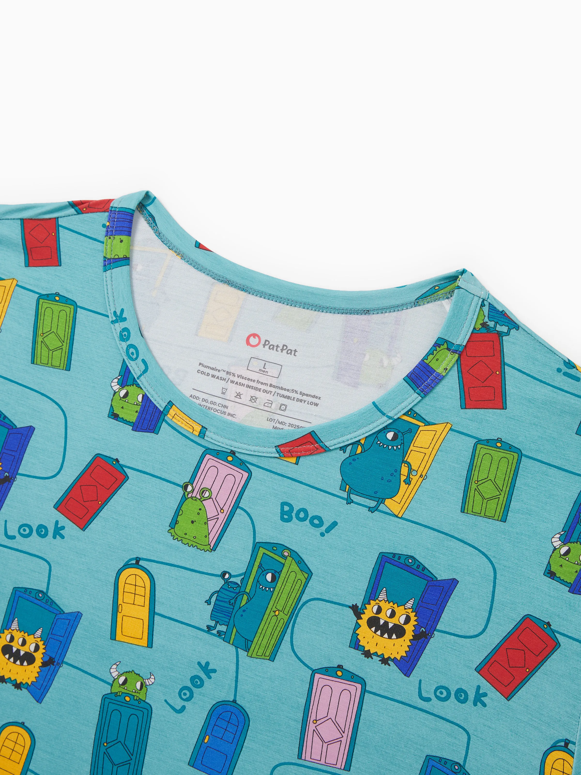 Bamboo Family Pajamas Cartoon Print Short-sleeve Matching Pajama set ( Snug-Fitting for Children ) Green - Image 21