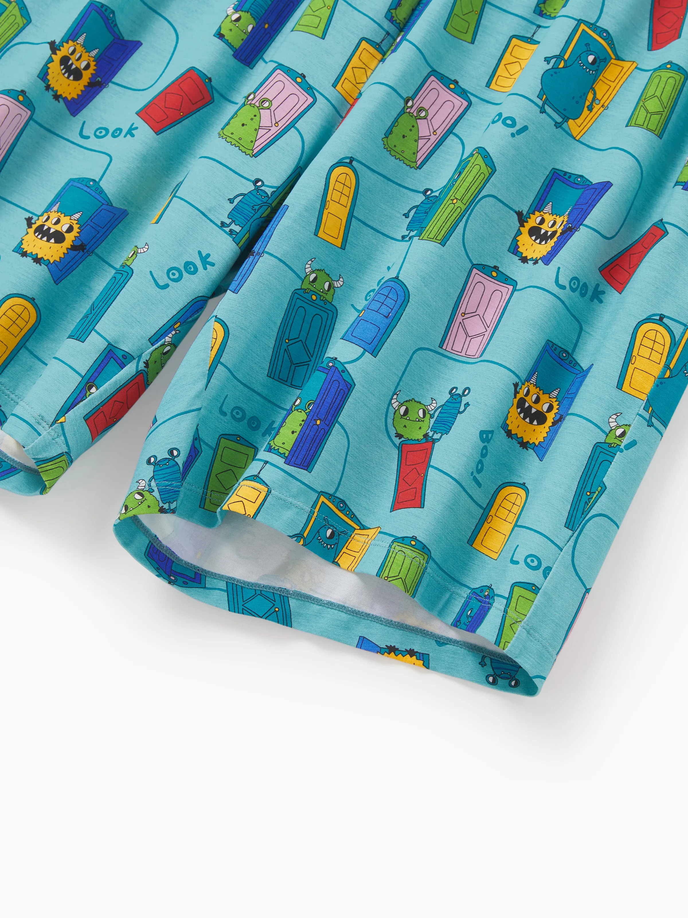 Bamboo Family Pajamas Cartoon Print Short-sleeve Matching Pajama set ( Snug-Fitting for Children ) Green - Image 22