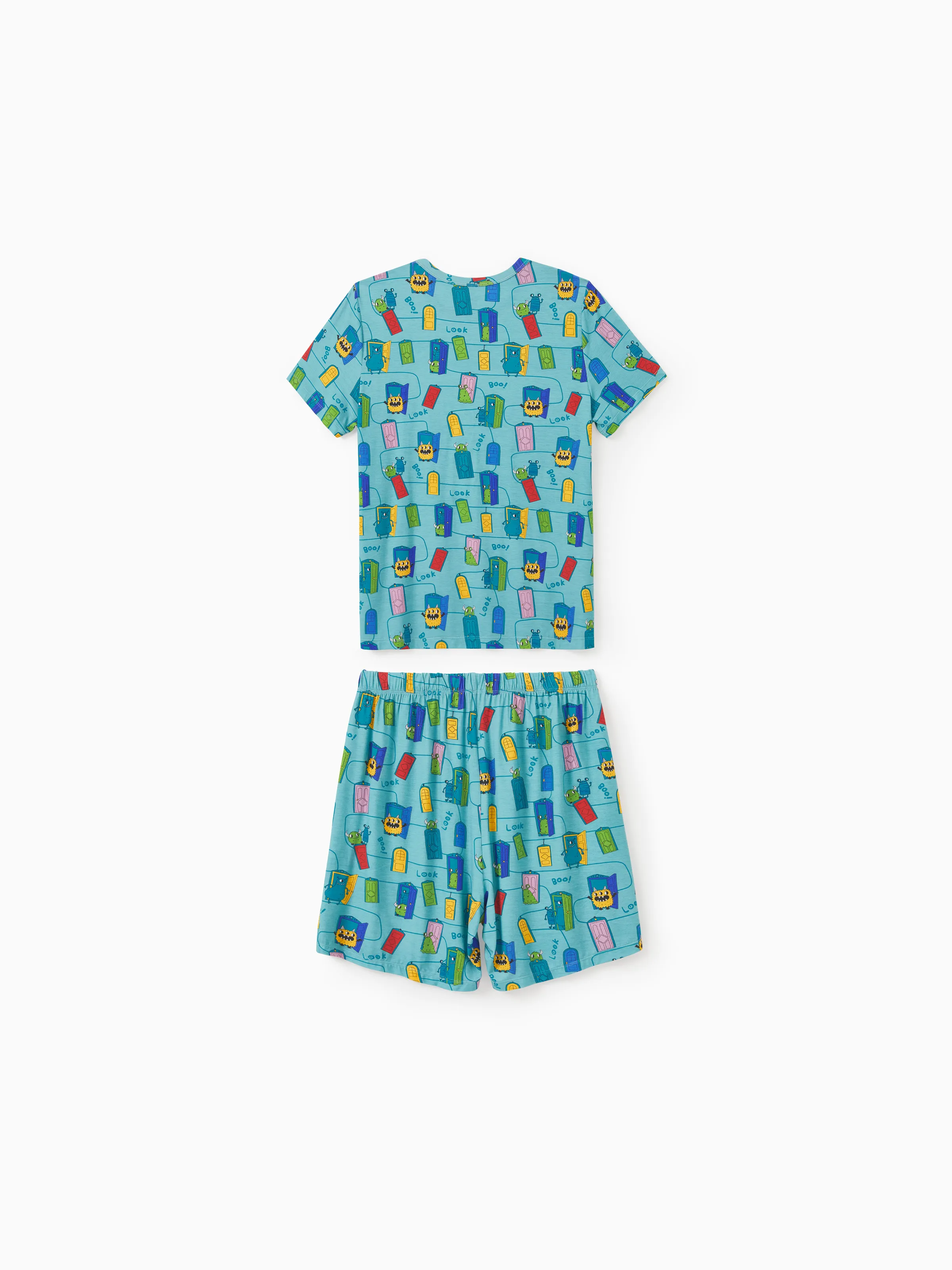 Bamboo Family Pajamas Cartoon Print Short-sleeve Matching Pajama set ( Snug-Fitting for Children ) Green - Image 4