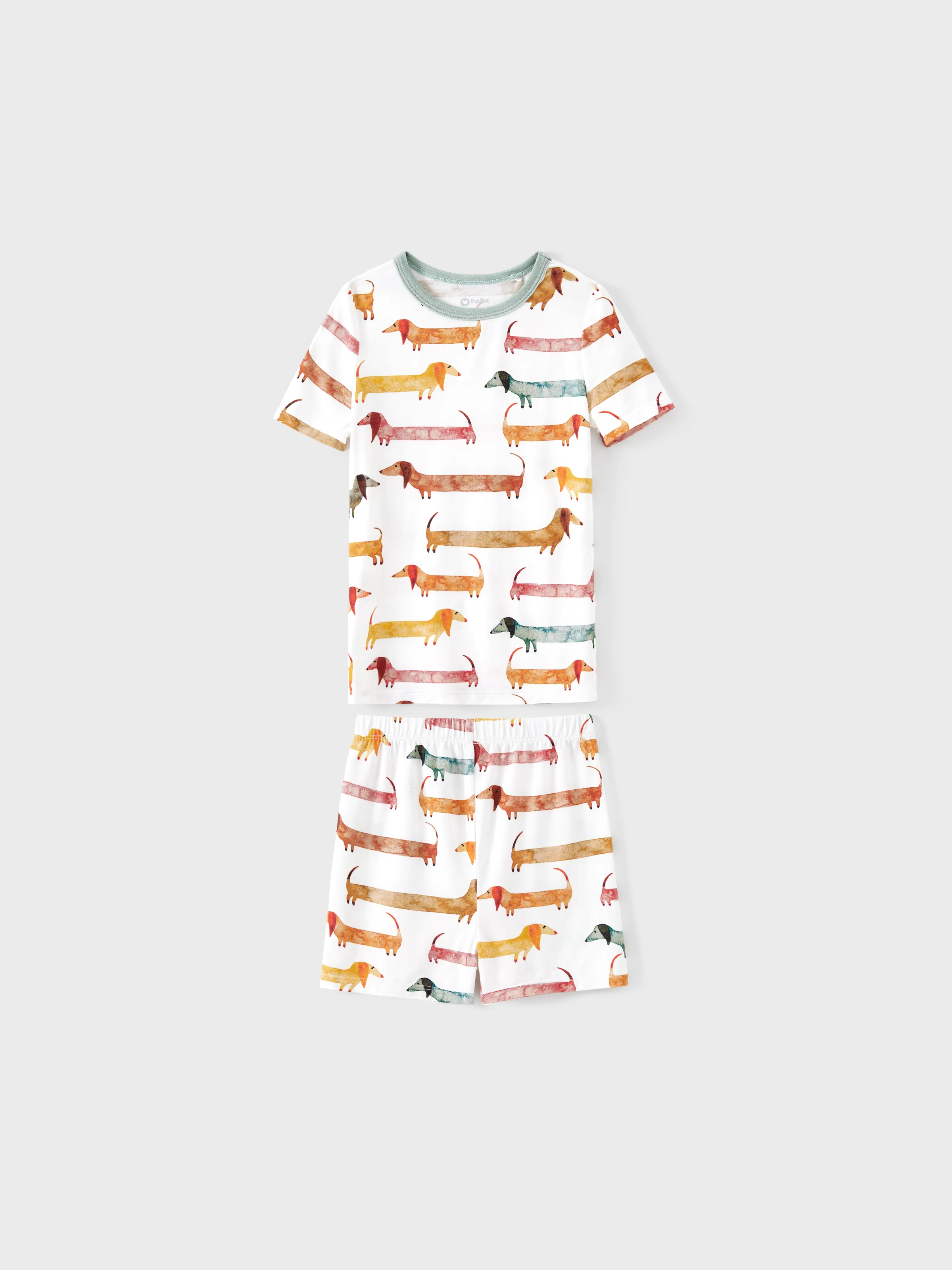 Bamboo Family Pajamas Cute Doggy Patterned Short-sleeve Matching Pajamas Set ( Snug-Fitting for Children ) Multi-color - Image 10