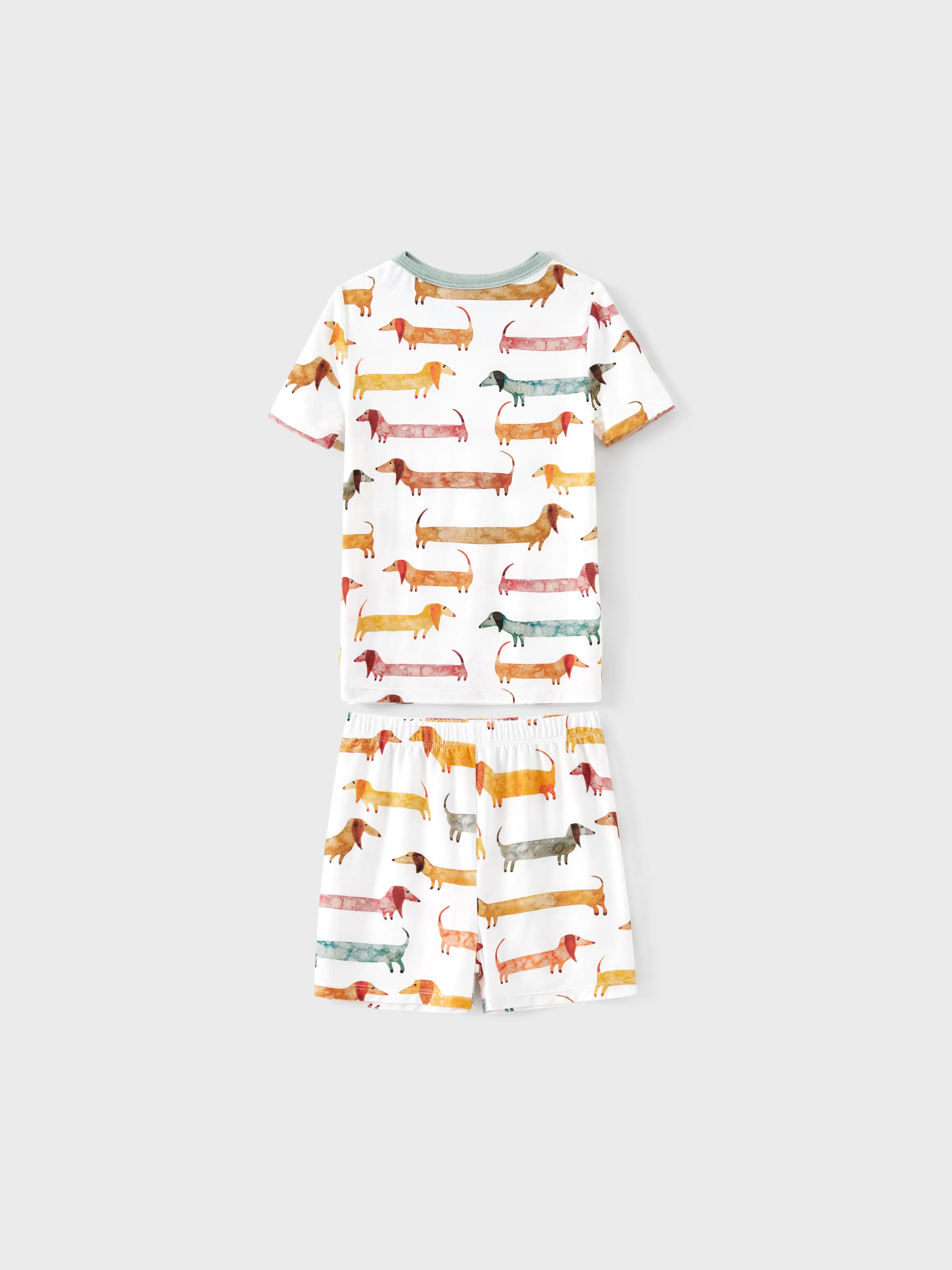 Bamboo Family Pajamas Cute Doggy Patterned Short-sleeve Matching Pajamas Set ( Snug-Fitting for Children ) Multi-color - Image 11