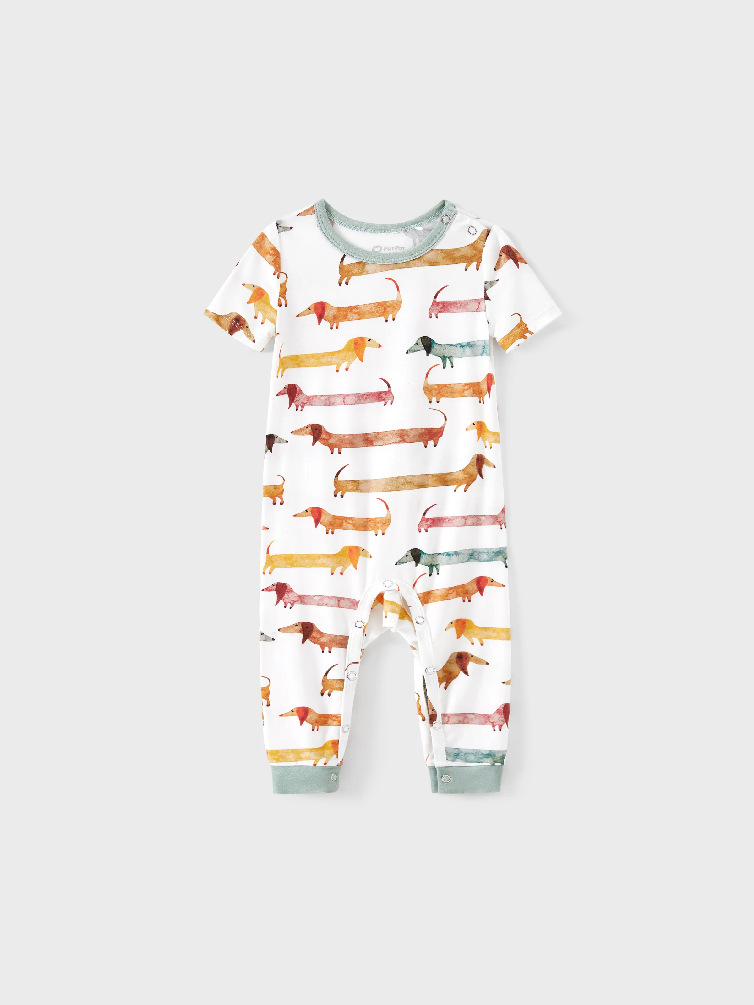 Bamboo Family Pajamas Cute Doggy Patterned Short-sleeve Matching Pajamas Set ( Snug-Fitting for Children ) Multi-color - Image 13