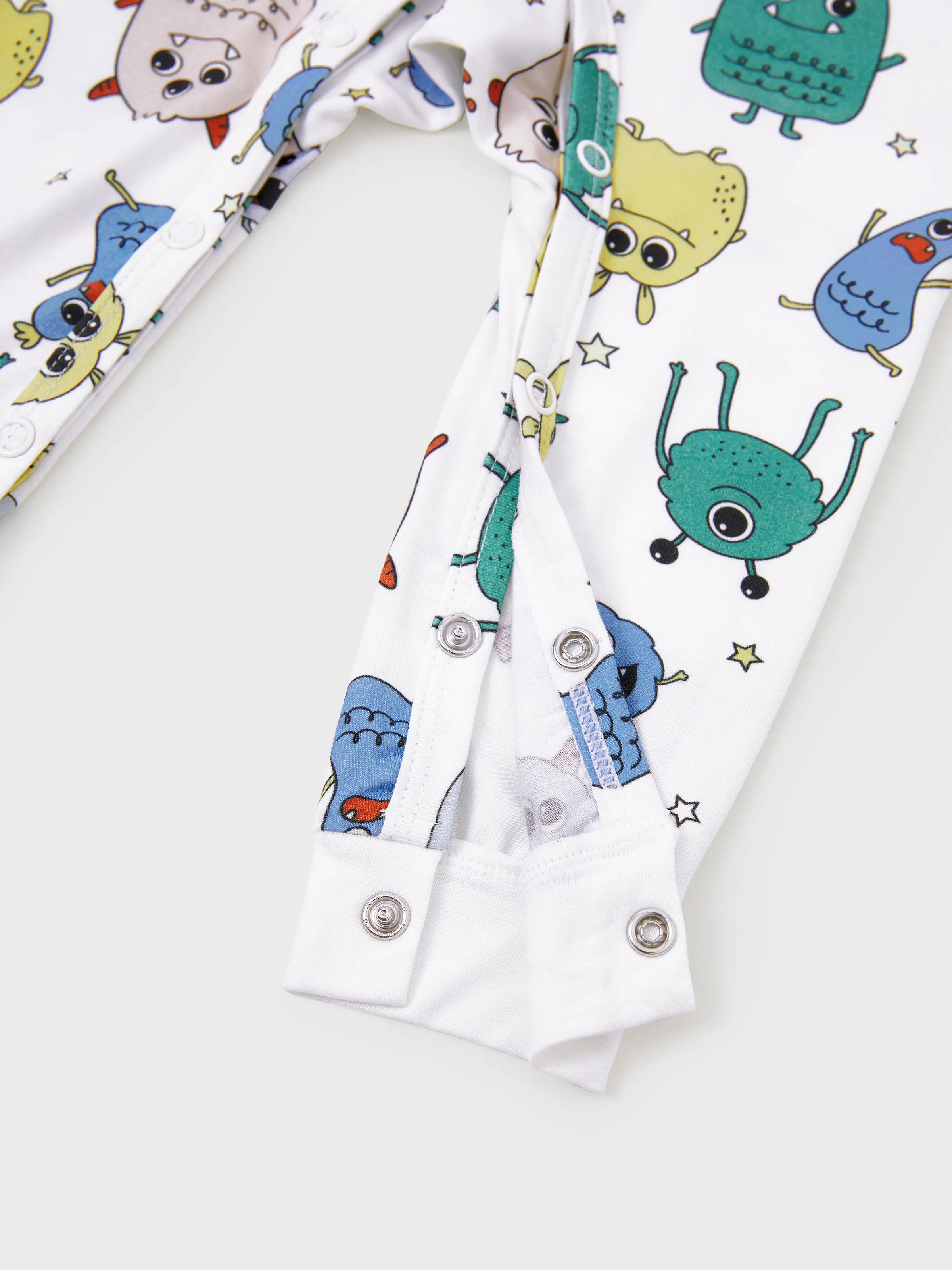 Bamboo Family Pajamas Cute Little Monster Print Short-sleeve Matching Pajama Set ( Snug-Fitting for Children ) White - Image 16