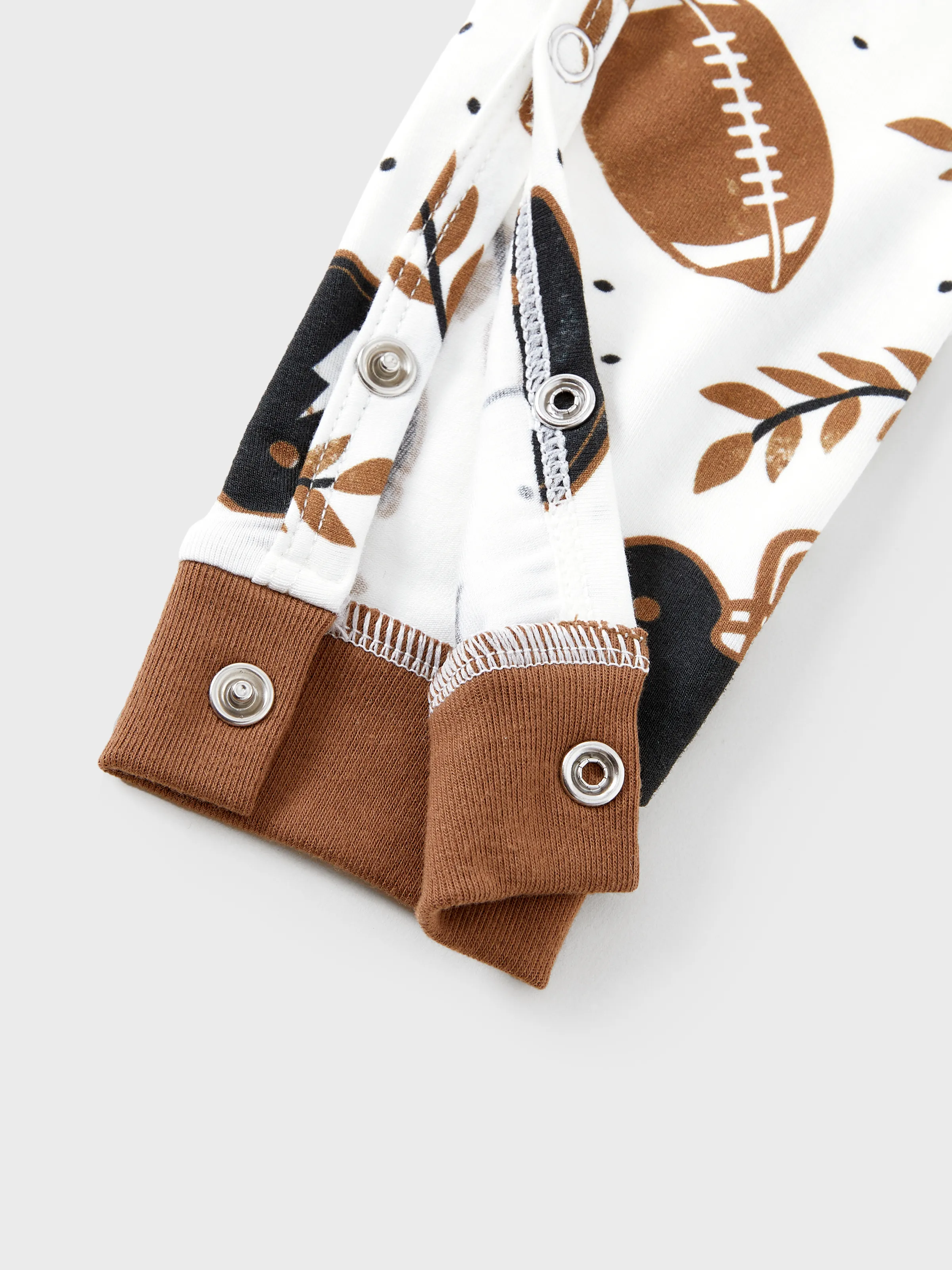 Bamboo Family Pajamas Football and Letter Print Short-sleeve Matching Pajama Set ( Snug-Fitting for Children ) Khaki - Image 16