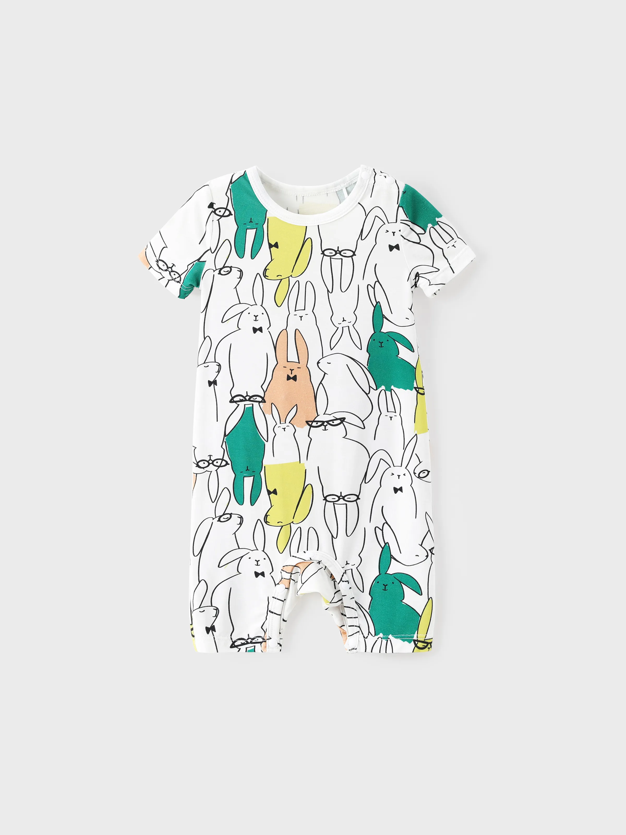 Bamboo Family Pajamas Rabbit Print Short-sleeve Matching Pajama Set (Snug-Fitting for Children) White - Image 13