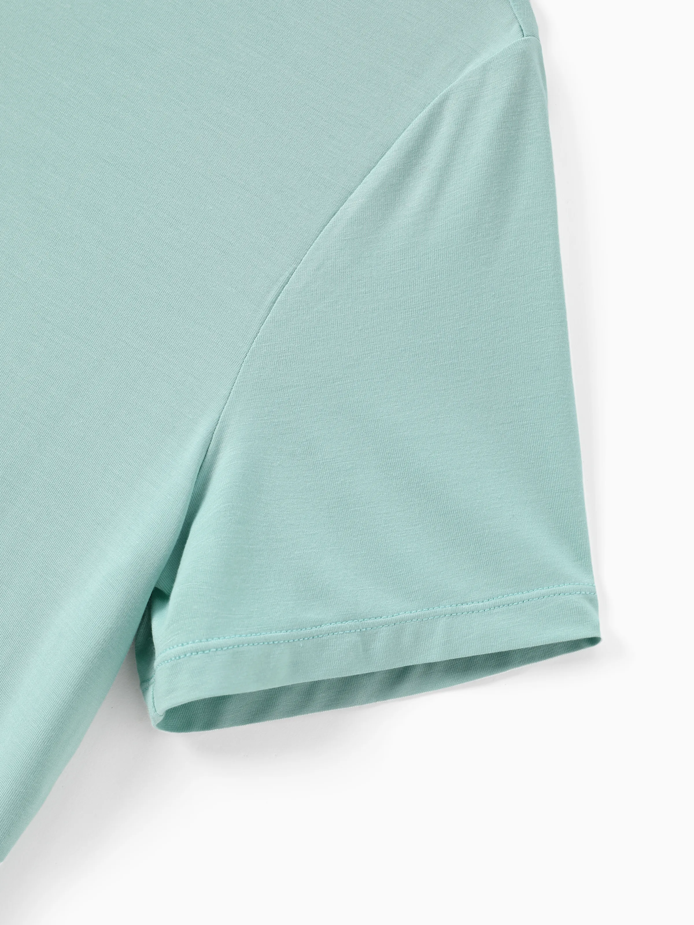 Bamboo Family Pajamas Solid Color Green Short Sleeve Matching Pajama Set ( Snug-Fitting for Children ) Green - Image 5