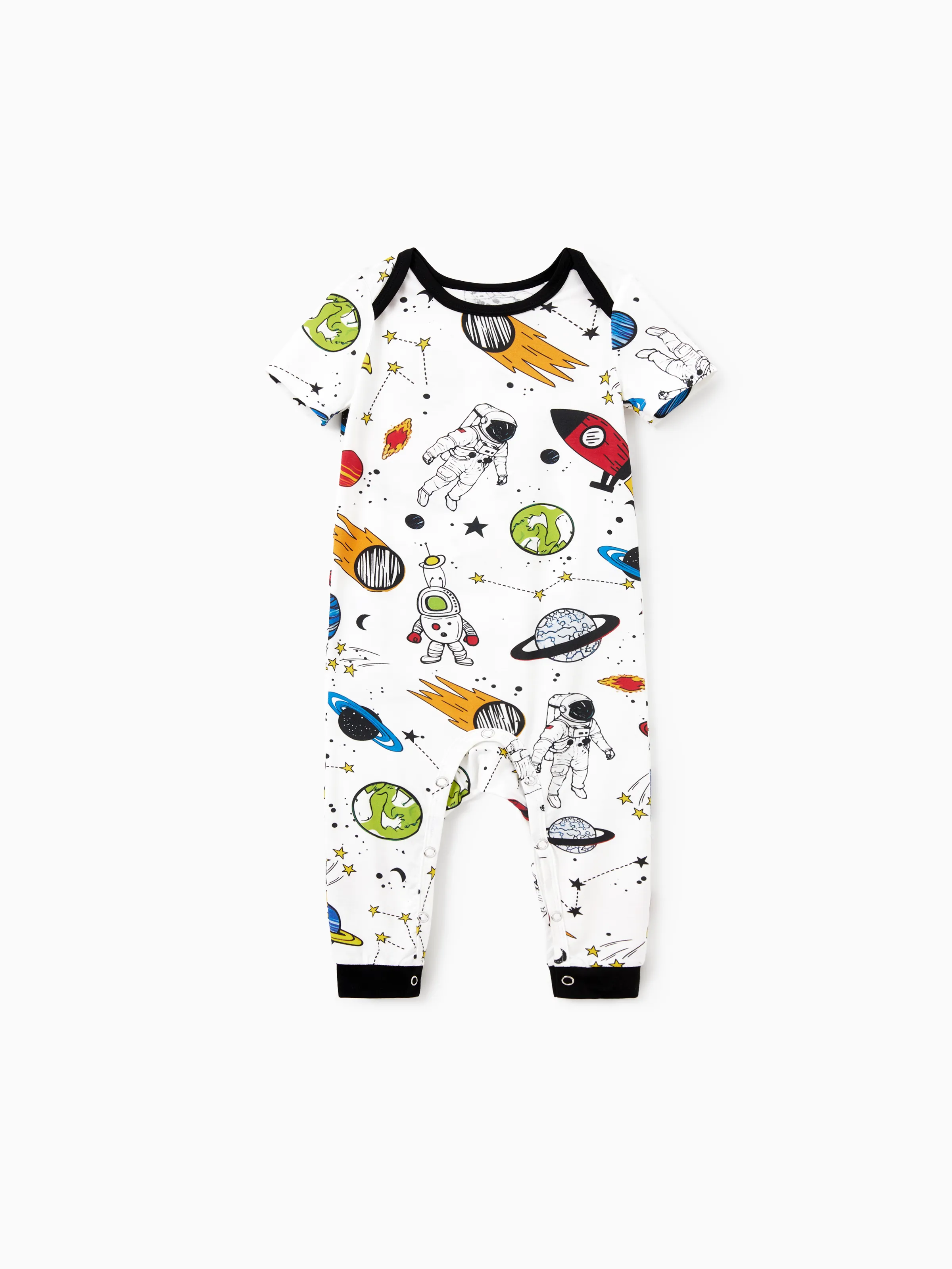 Bamboo Family Pajamas Space Theme Print Short-sleeve Matching Pajama set ( Snug-Fitting for Children ) White - Image 12