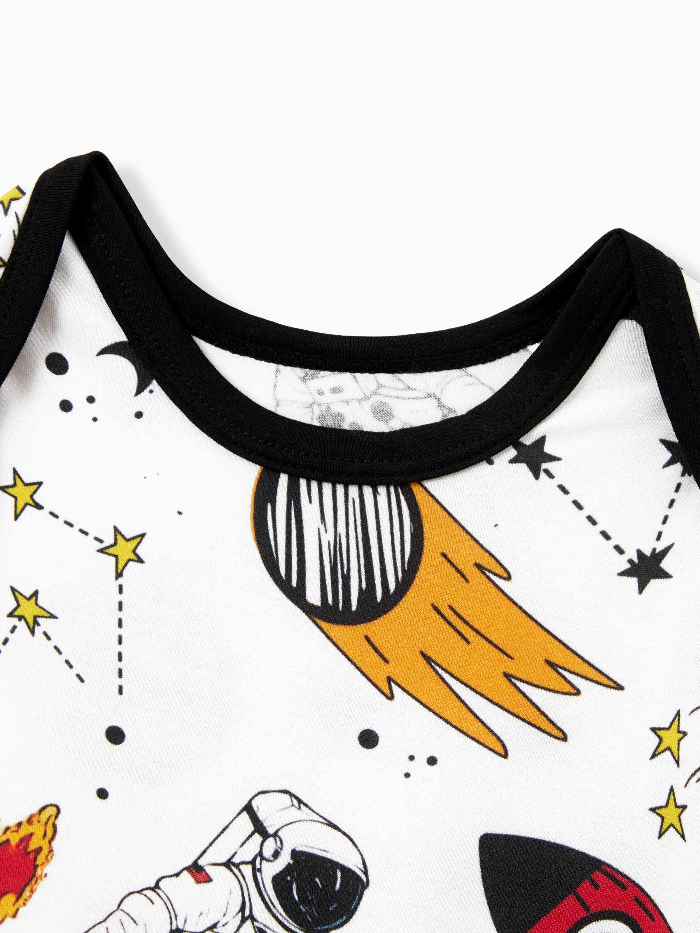 Bamboo Family Pajamas Space Theme Print Short-sleeve Matching Pajama set ( Snug-Fitting for Children ) White - Image 15
