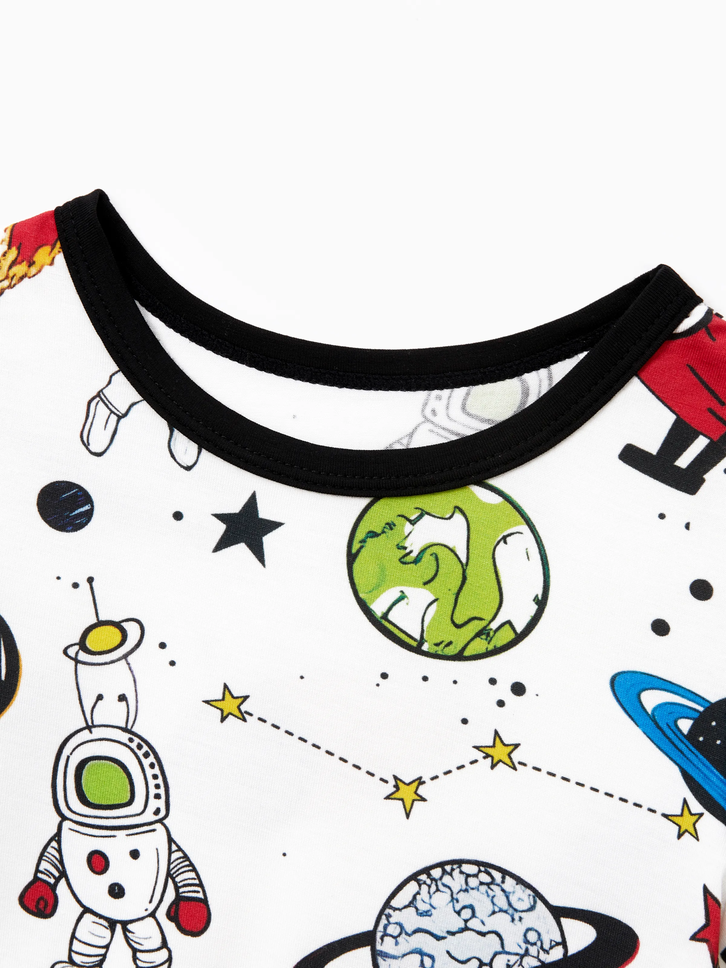Bamboo Family Pajamas Space Theme Print Short-sleeve Matching Pajama set ( Snug-Fitting for Children ) White - Image 9
