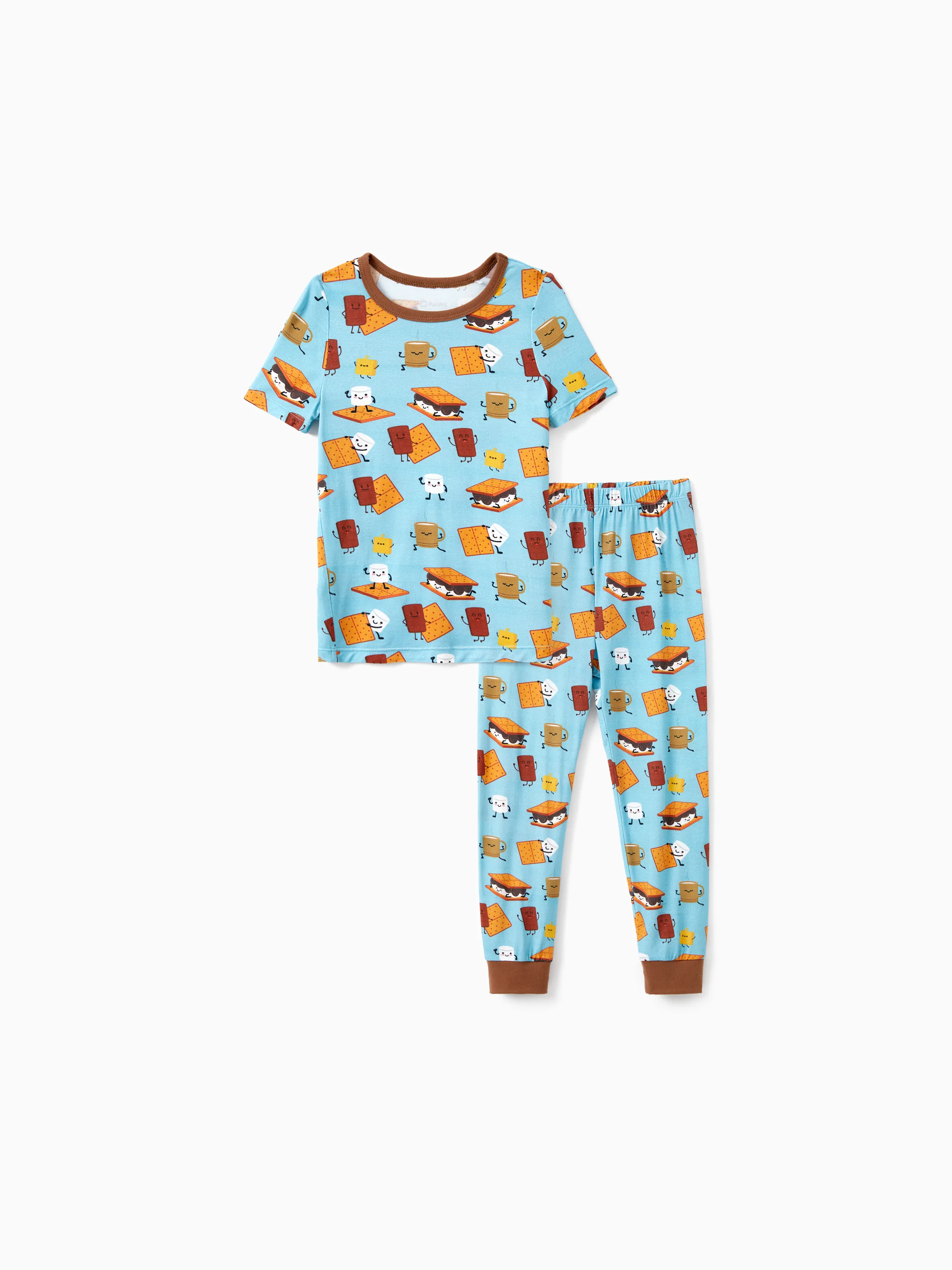 Bamboo Family PJs Cute Print Short Sleeve & Long Pants Sleepwear Matching Pajama set (Snug-Fitting for Children) Green - Image 10