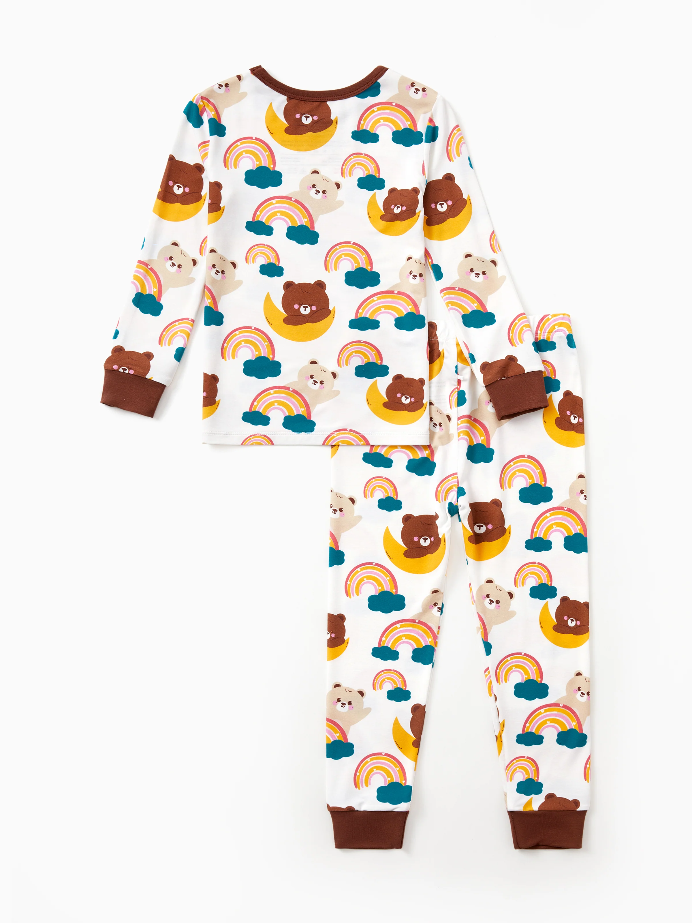 Bamboo Pajamas Set 2-Piece Childlike Animal Print Snug-Fitting Pajamas Set for Baby/Toddler Brown - Image 3