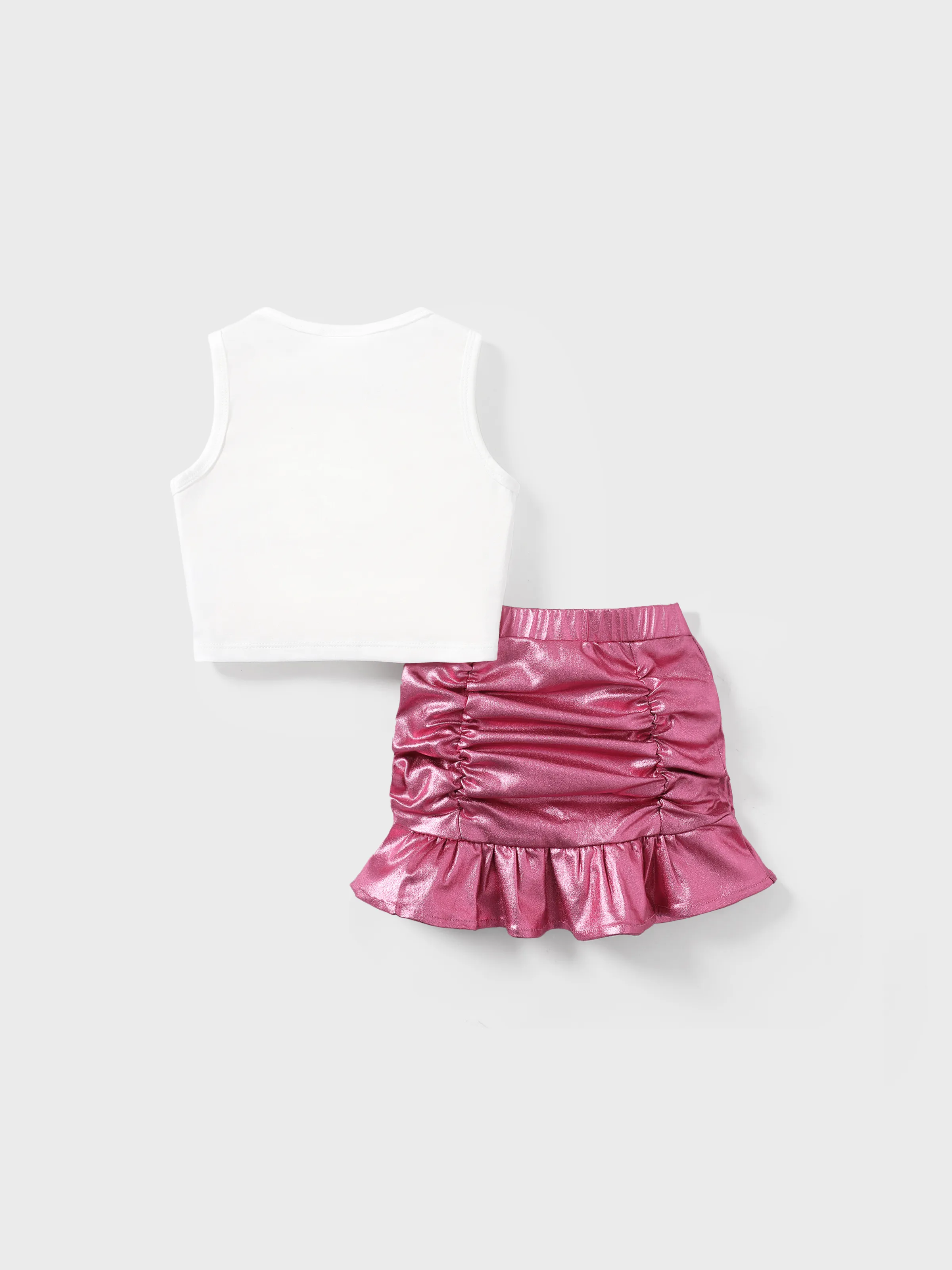 Barbie 2pcs Toddler/Kid Girl Alphabet Twist Tank Top with Pencil Skirt Set
 PinkyWhite - Image 3