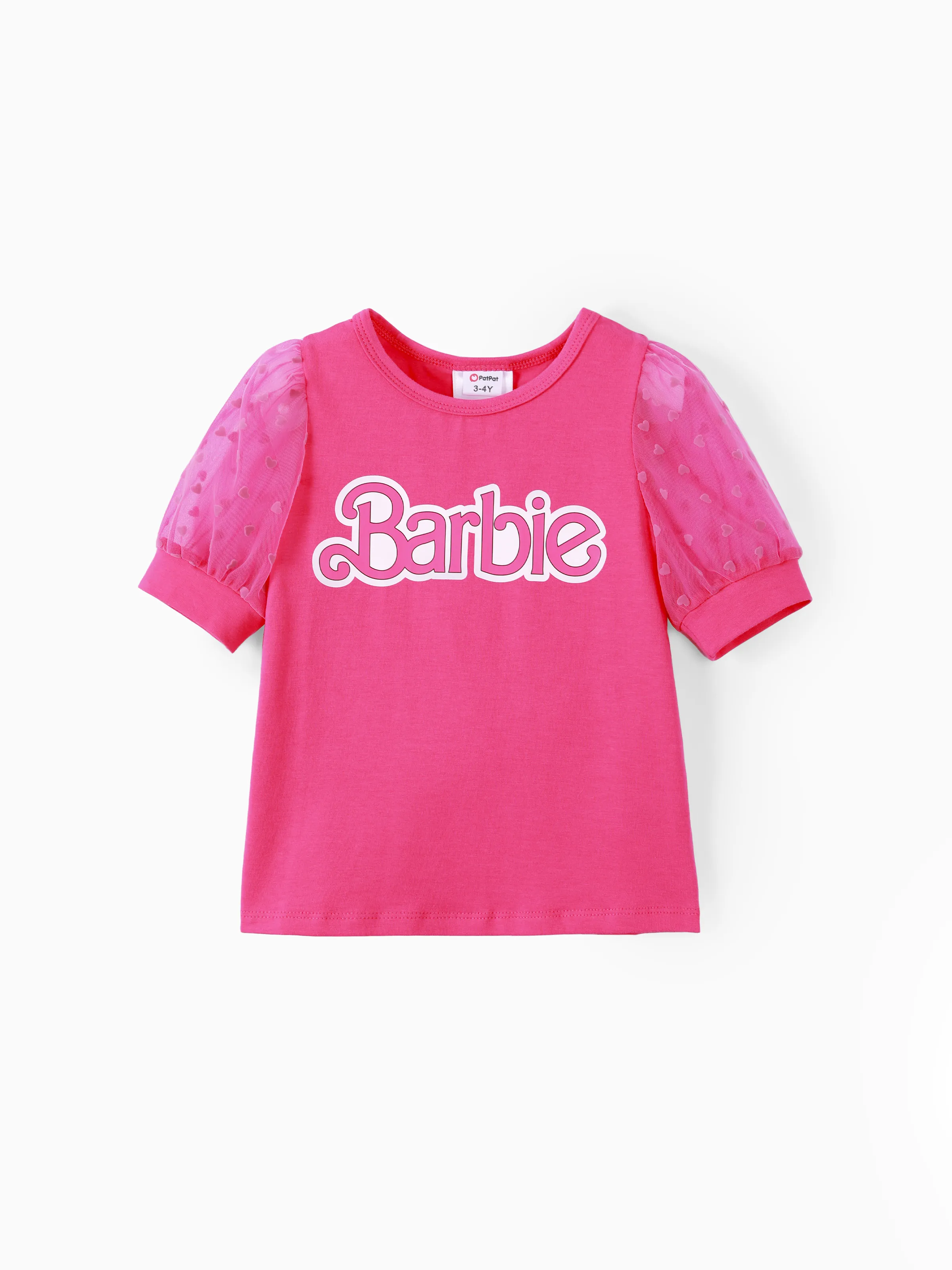 Barbie Toddler/Kid Girl 2pcs Plaid Puff-sleeve Bowknot Set PinkyWhite - Image 3
