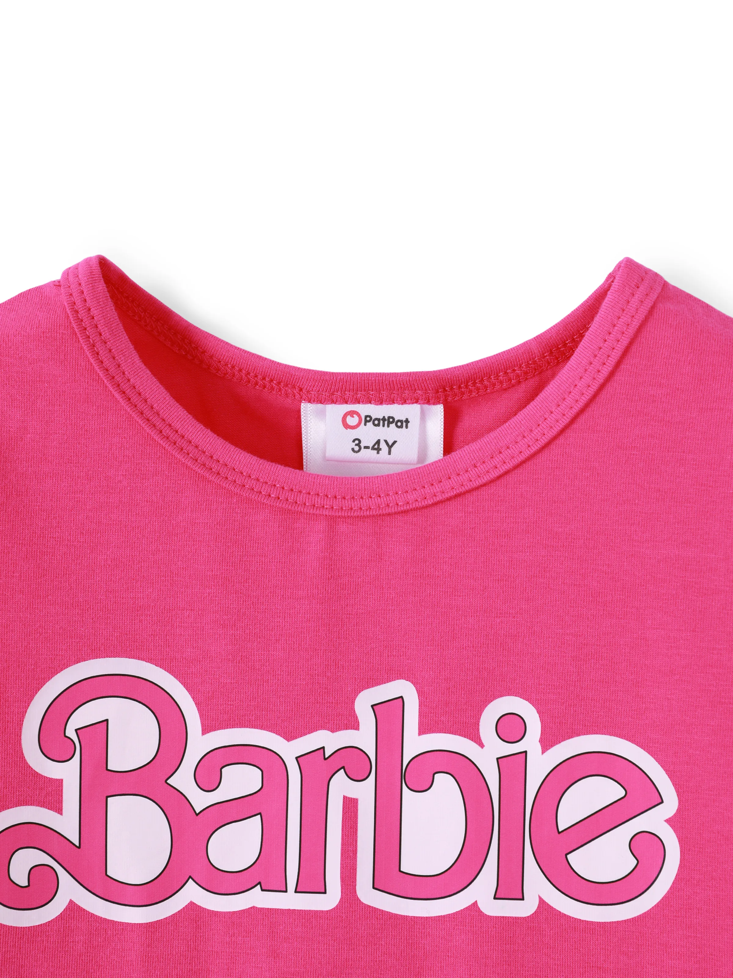 Barbie Toddler/Kid Girl 2pcs Plaid Puff-sleeve Bowknot Set PinkyWhite - Image 4