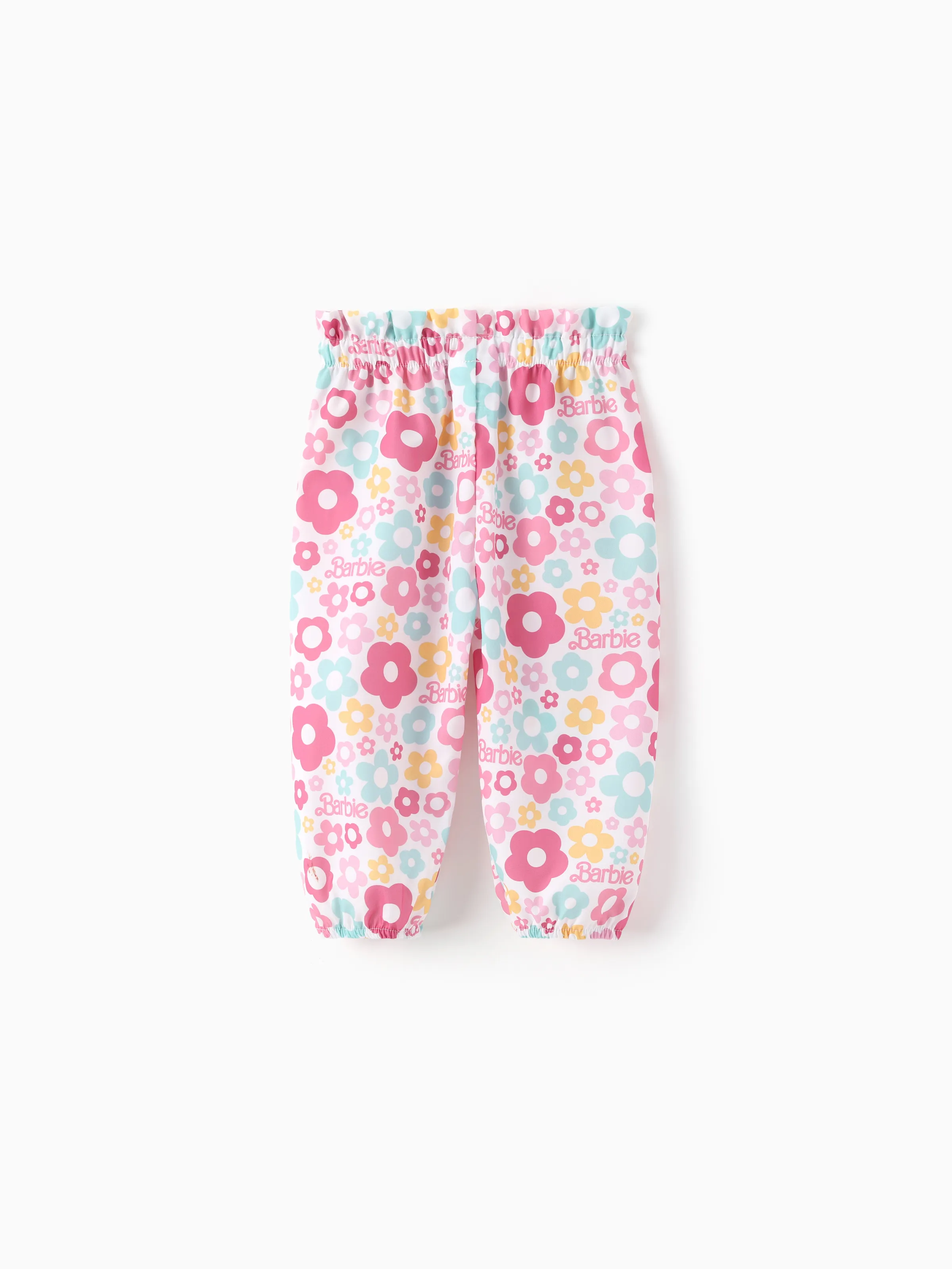 Barbie Baby Girl 2pcs Cotton Flutter Sleeve Romper and Printed Pants Sets Light Pink - Image 5
