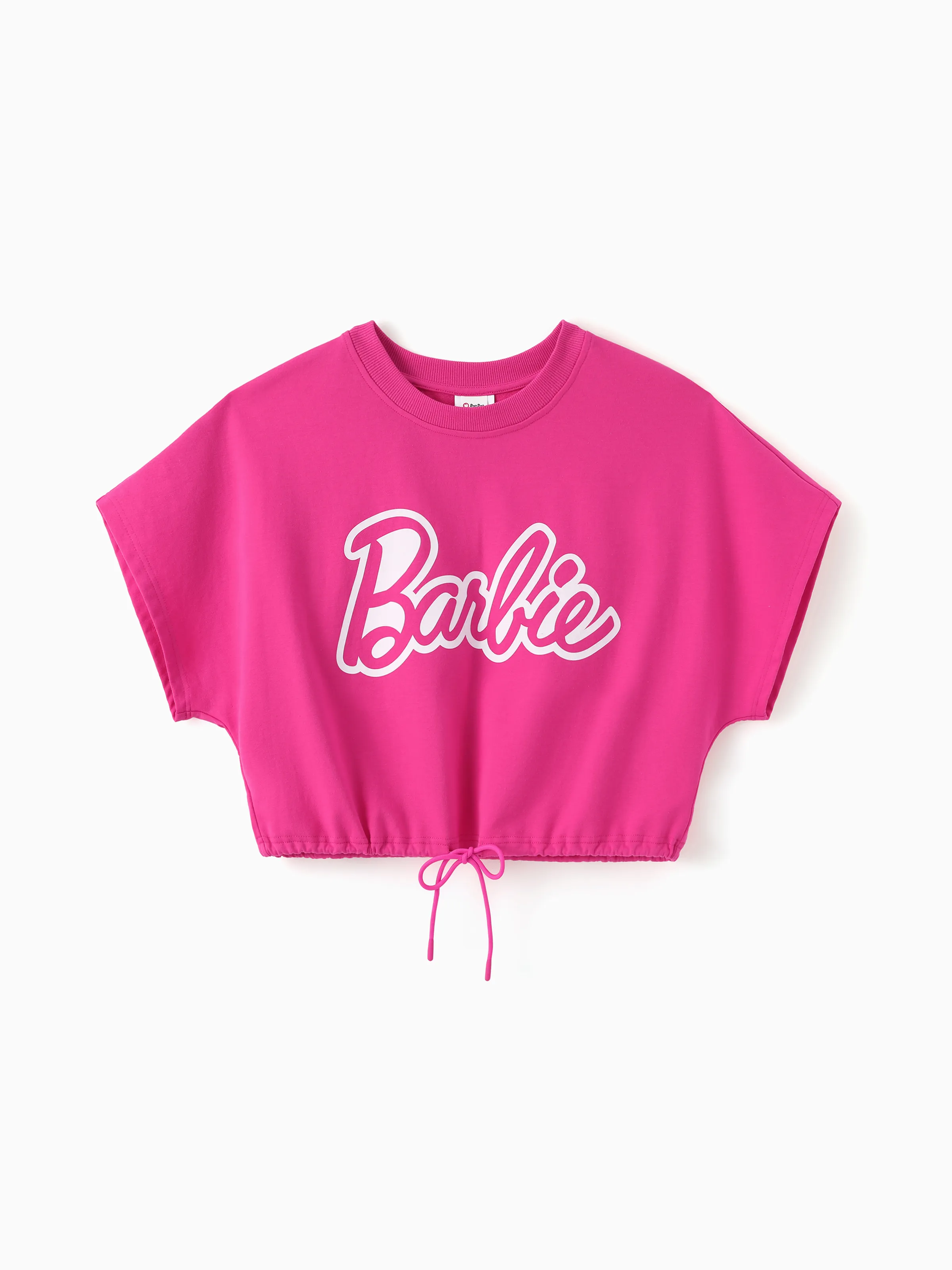Barbie Mommy and Me 2pcs Batwing Sleeve Crop Top and Shorts Sets Hot Pink - Image 2