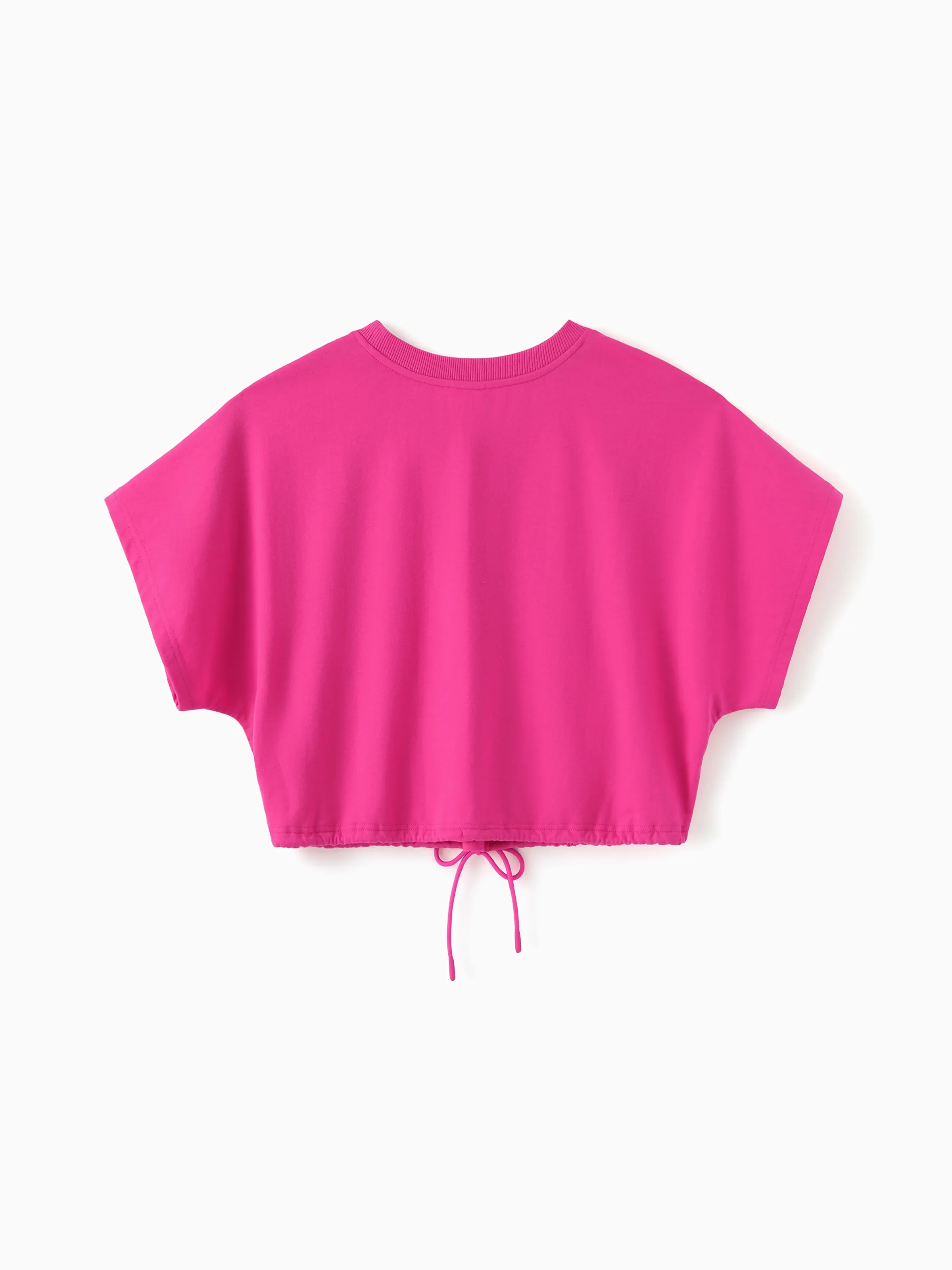 Barbie Mommy and Me 2pcs Batwing Sleeve Crop Top and Shorts Sets Hot Pink - Image 3