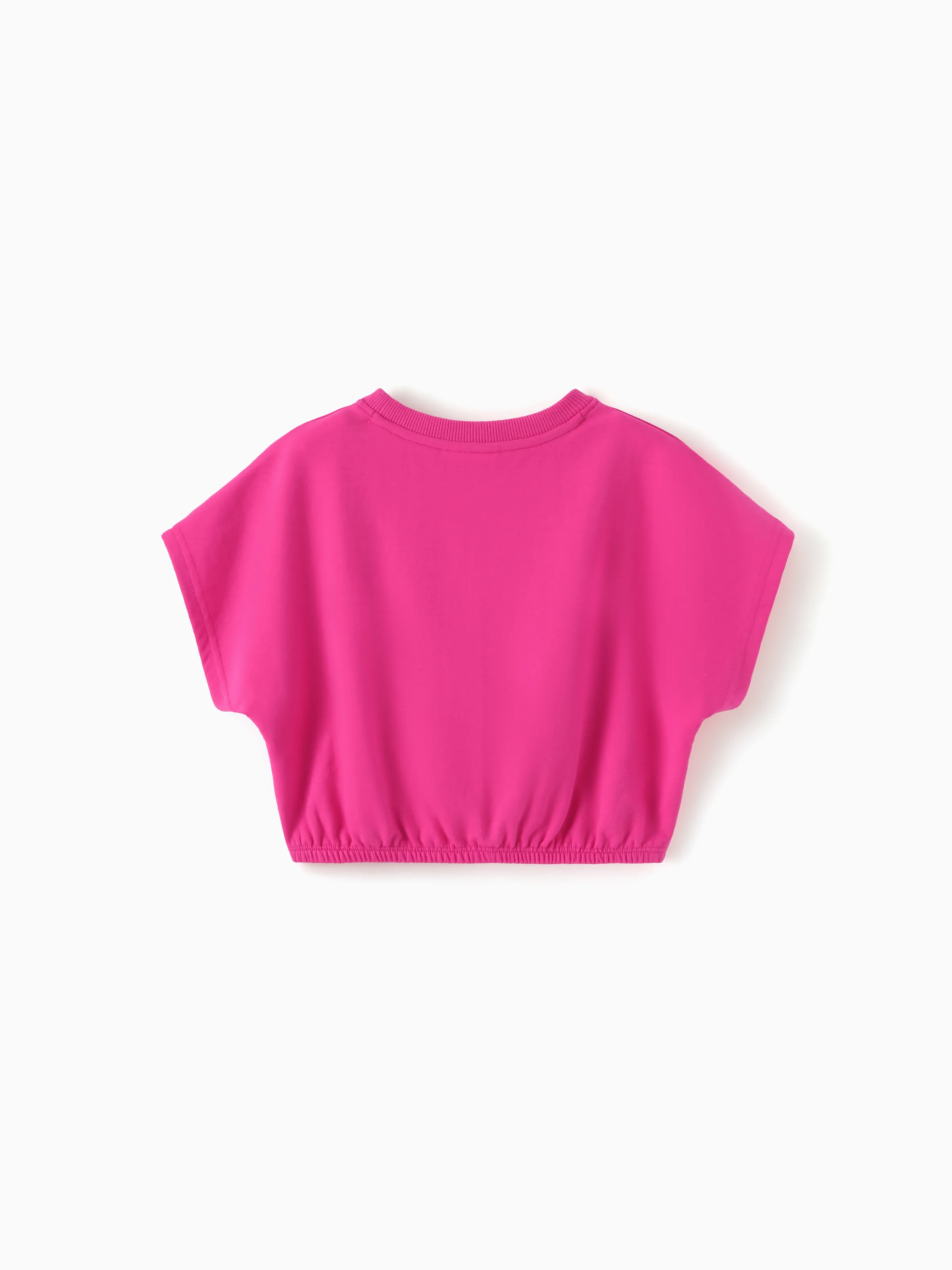 Barbie Mommy and Me 2pcs Batwing Sleeve Crop Top and Shorts Sets Hot Pink - Image 8
