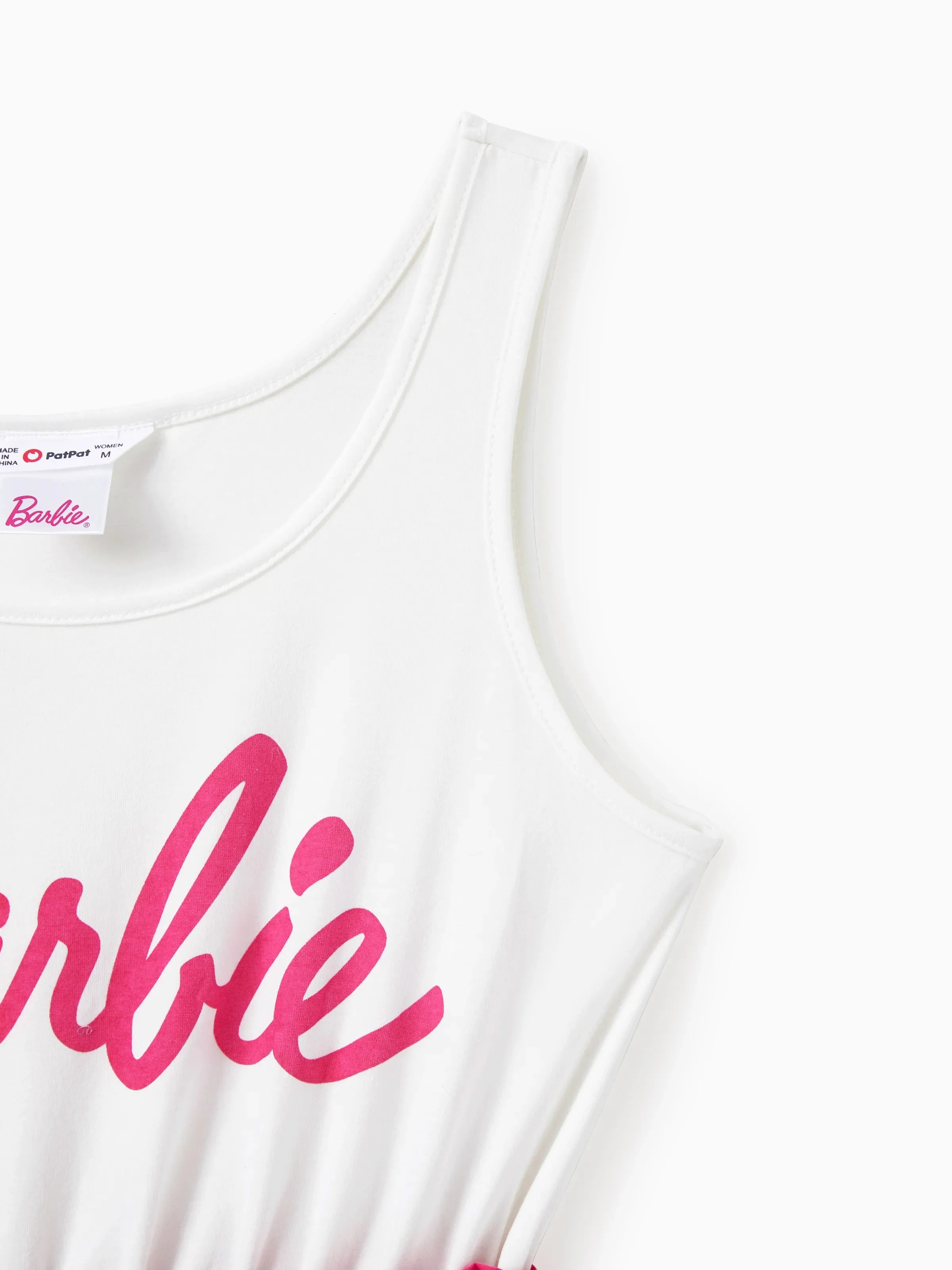 Barbie Mommy and Me Letter Print Belted Combo Tank Rompers White - Image 5