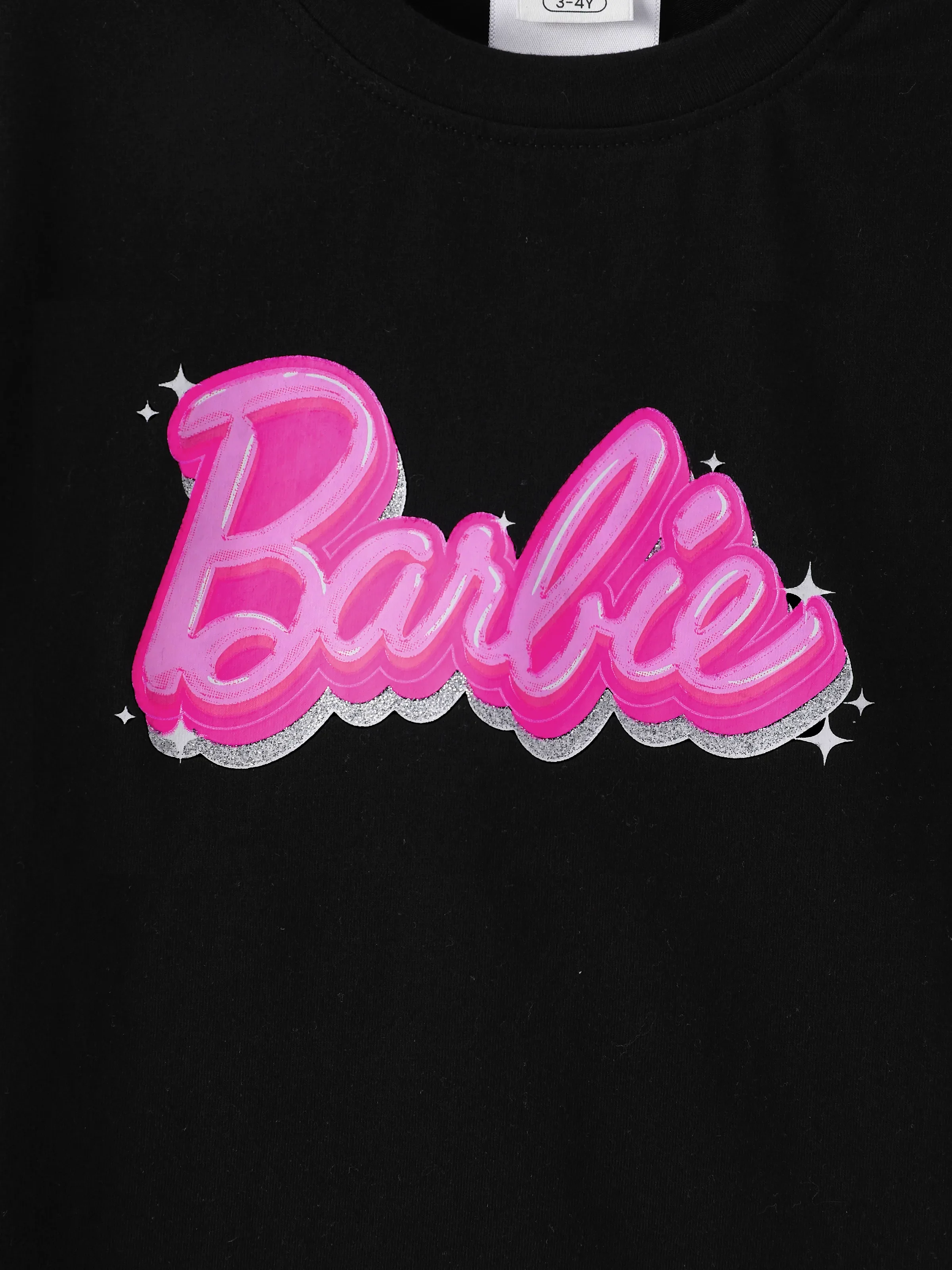 Barbie Mommy and Me Letter Print Short Sleeve Cotton Tee Black - Image 9