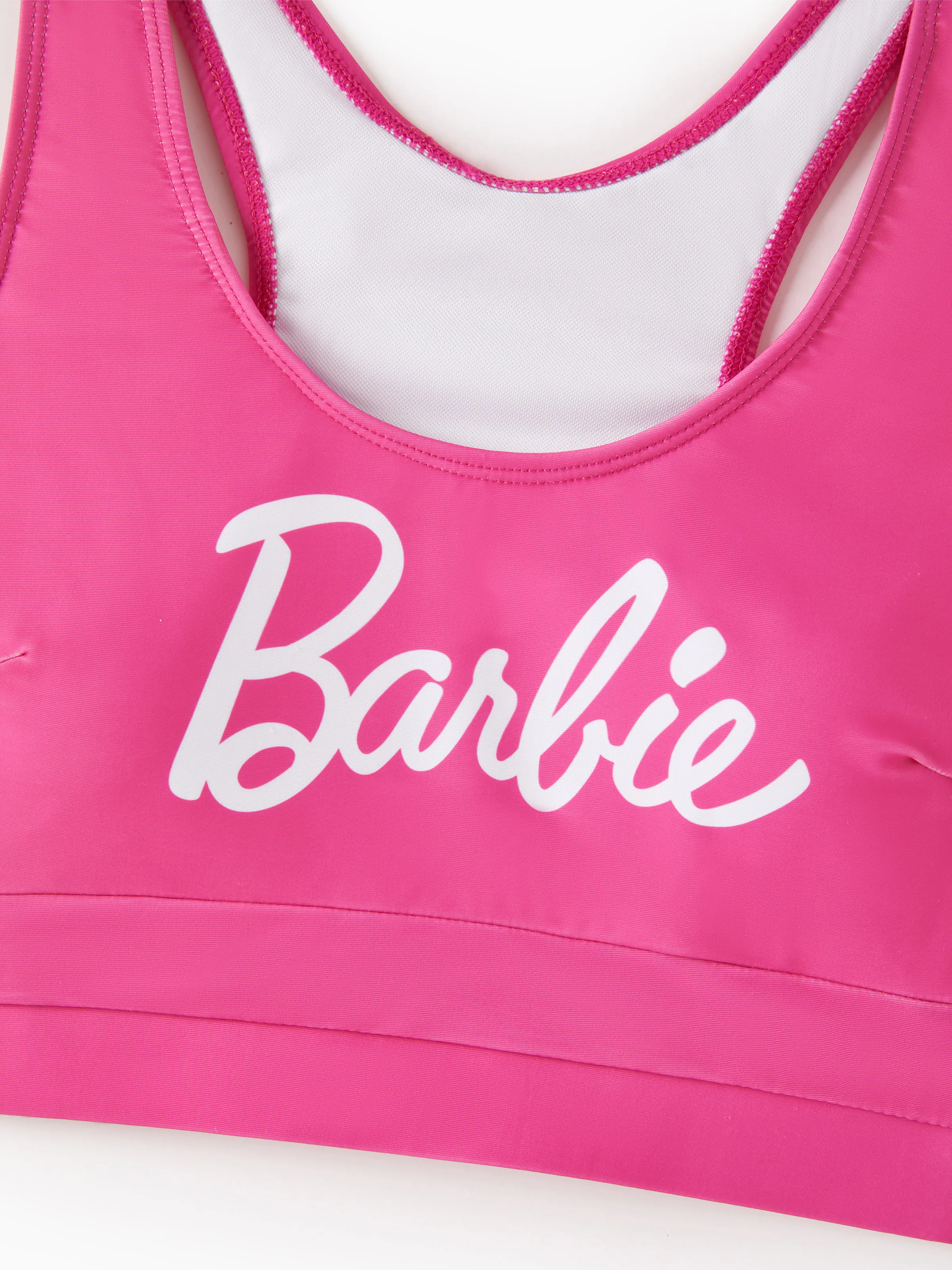 Barbie Mommy & Me Girls Ruffled Tropical Floral Print Swimsuit Hot Pink - Image 4