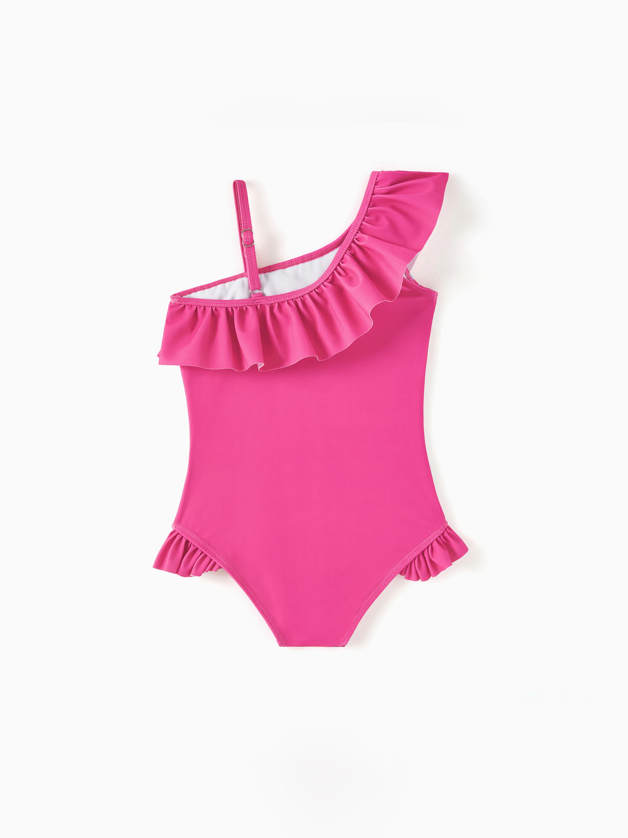 Barbie Mommy & Me Girls Ruffled Tropical Floral Print Swimsuit Hot Pink - Image 8