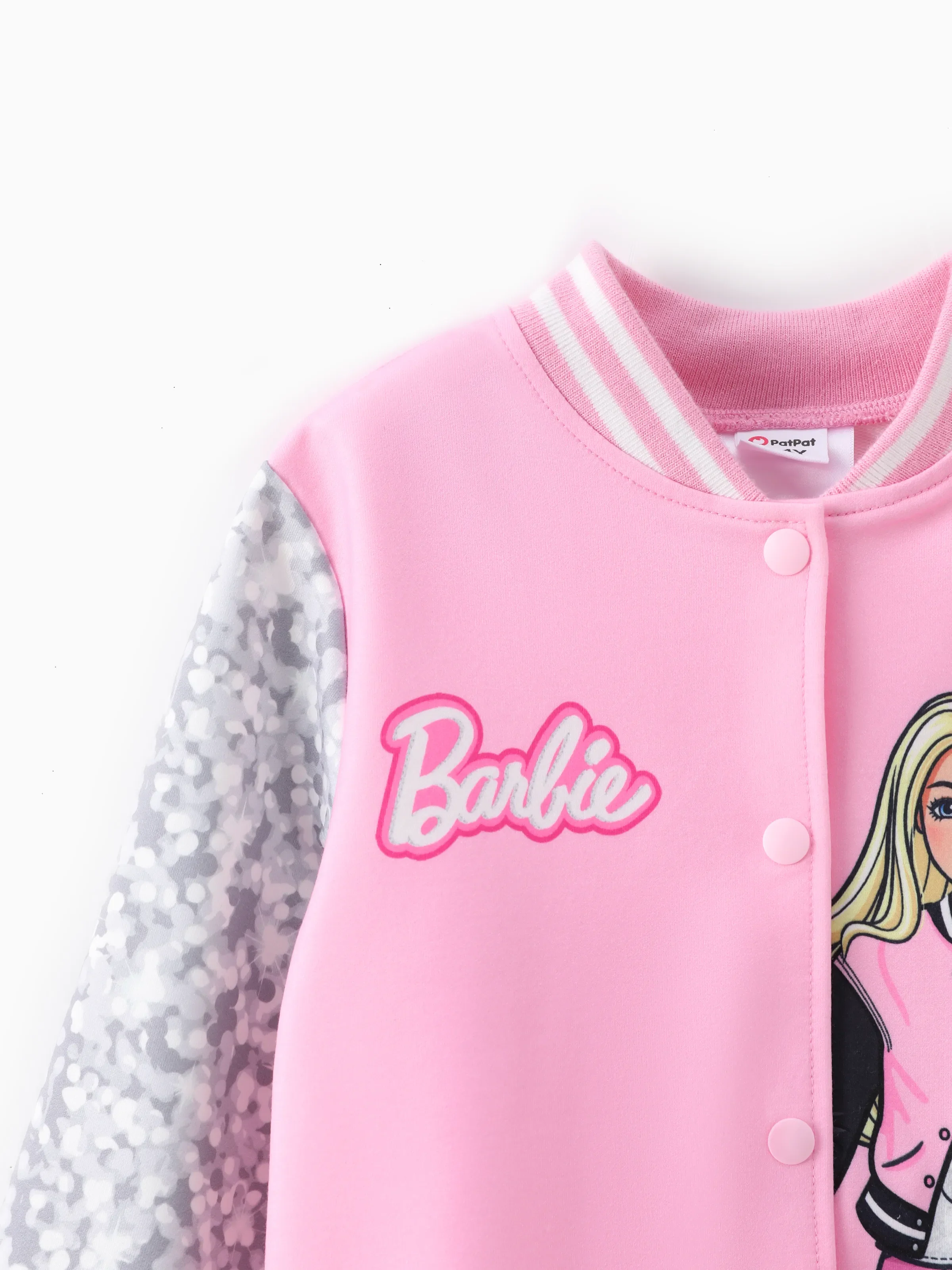Barbie Outfit Toddler/Kid Girl Naia™ Letter Print Colorblock Lightweight Bomber Jacket Pink - Image 4