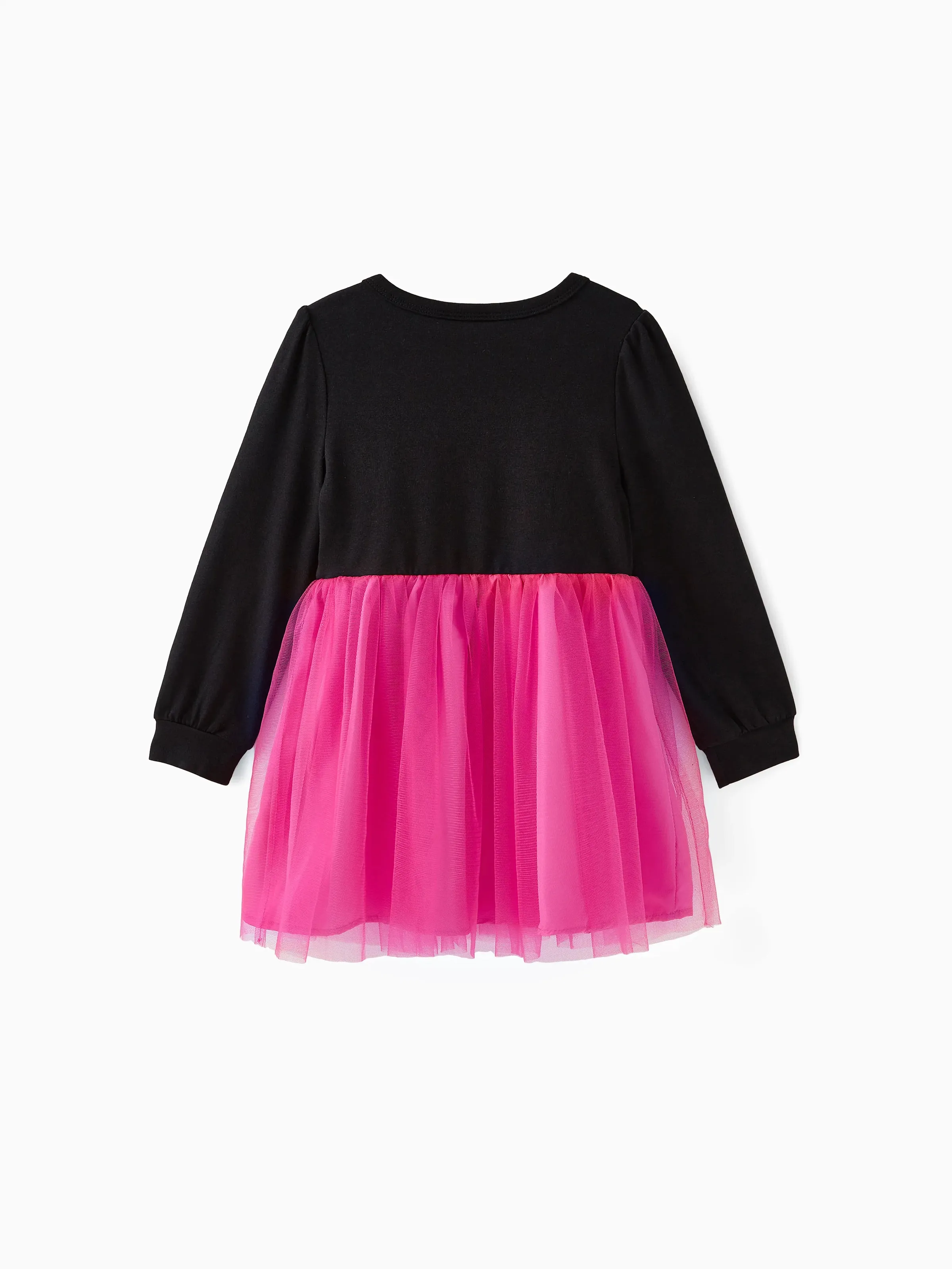 Barbie Toddler Girl Figure Print Bow Decor Long-sleeve Mesh Panel Fairy Dress Rose pink - Image 3