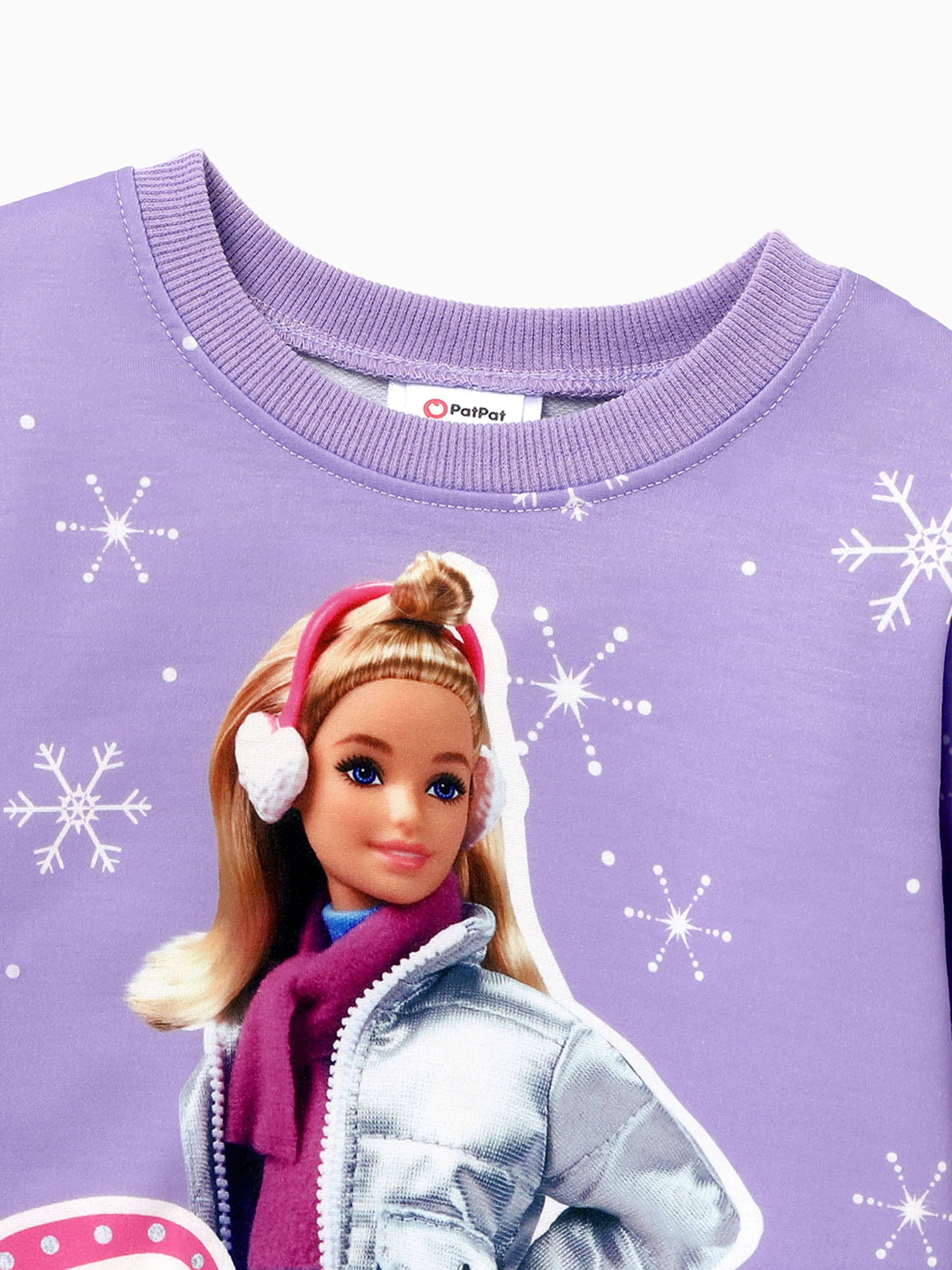 Barbie Toddler Girl Snowflake and Character Print Long-sleeve Sweatshrit Purple - Image 3