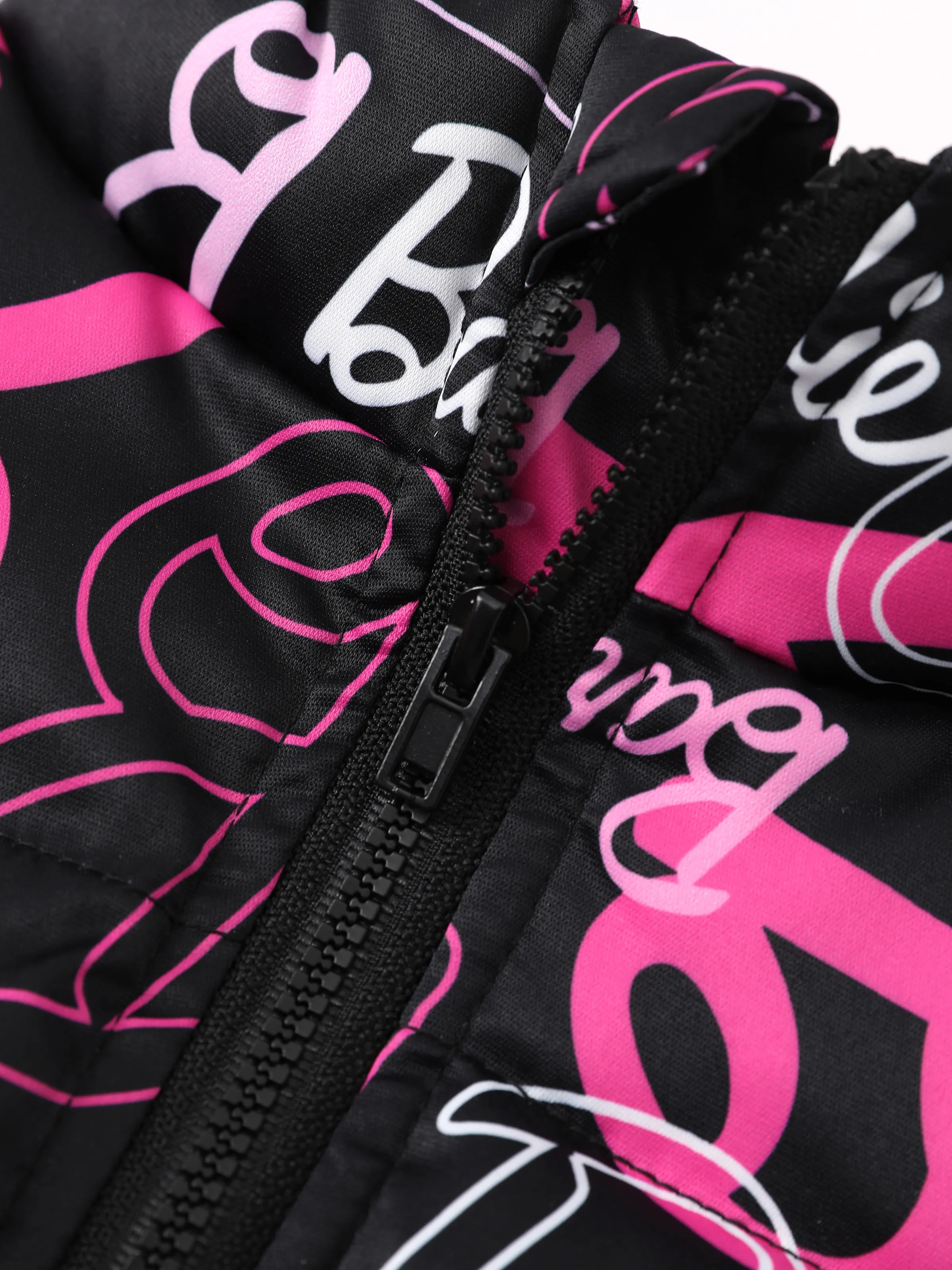 Barbie Toddler/Kid 1pc Logo Pattern Long-sleeve Crop Puffer Jacket Multi-color - Image 4