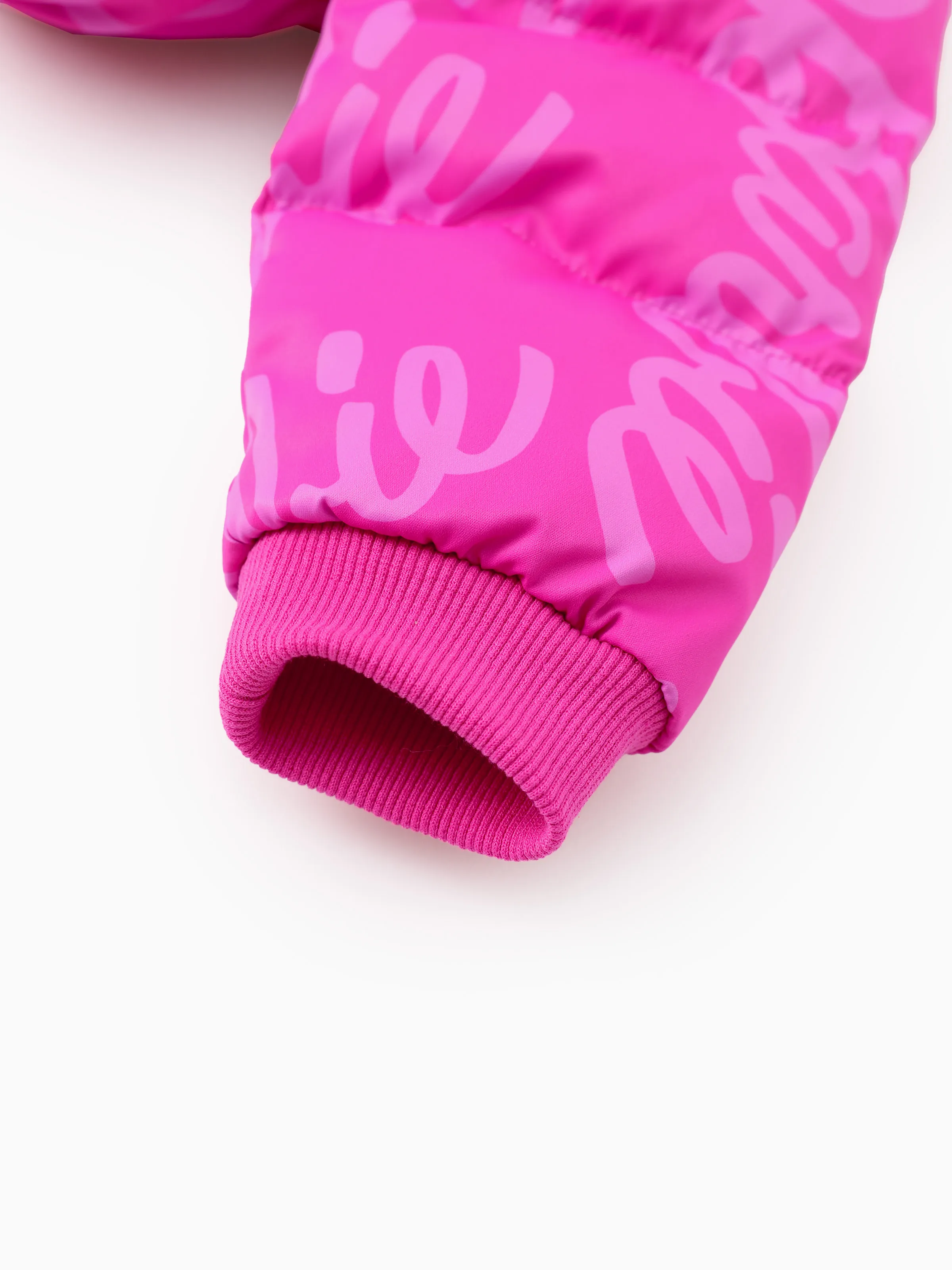 Barbie Toddler/Kid 1pc Logo Pattern Long-sleeve Puffer Jacket Coat Roseo - Image 4