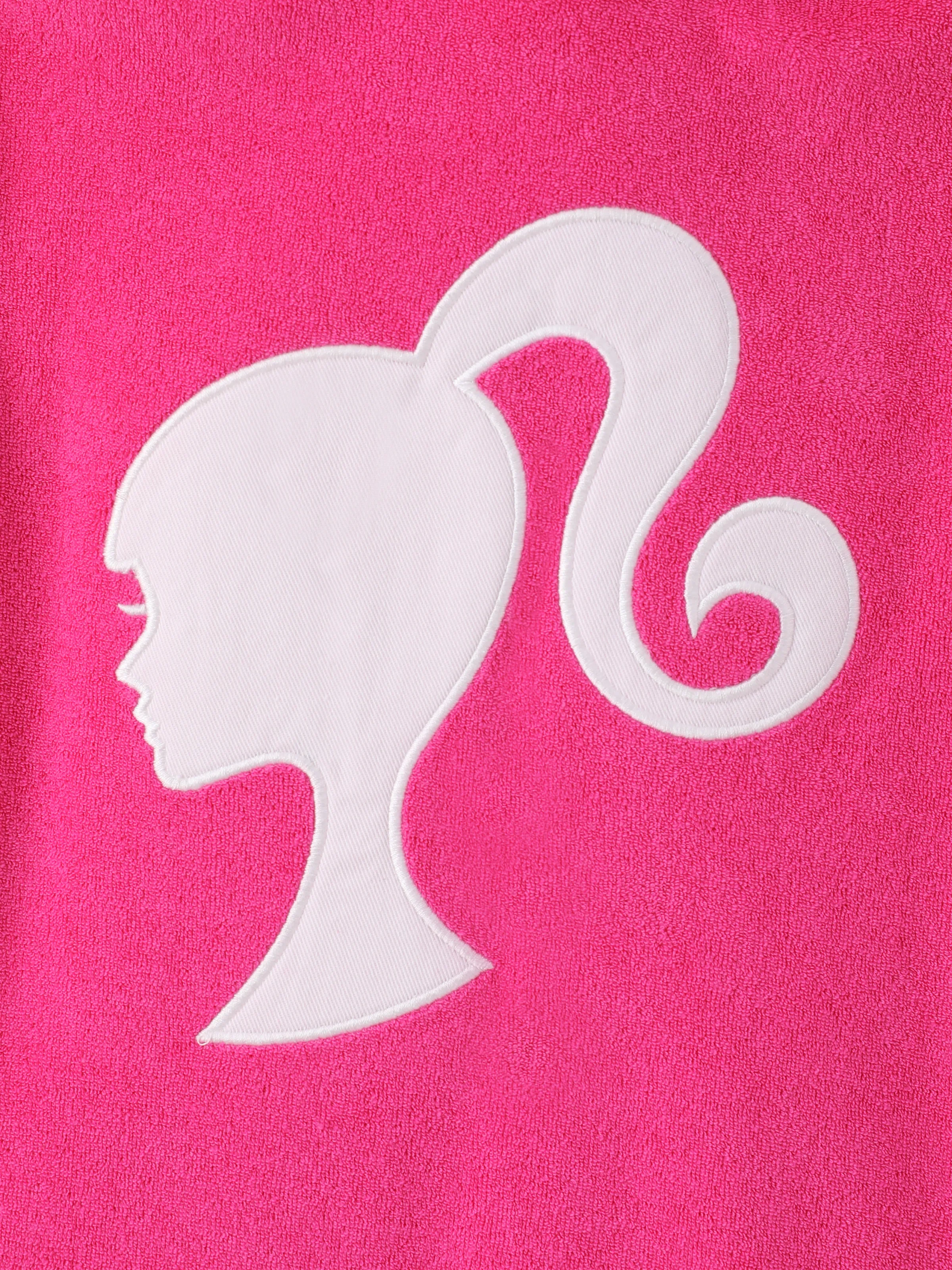 Barbie Toddler/Kid Girl 1pc Cotton Logo Embroidered Hooded Zipper Ruffle-hem Swim Cover-up Hot Pink - Image 2