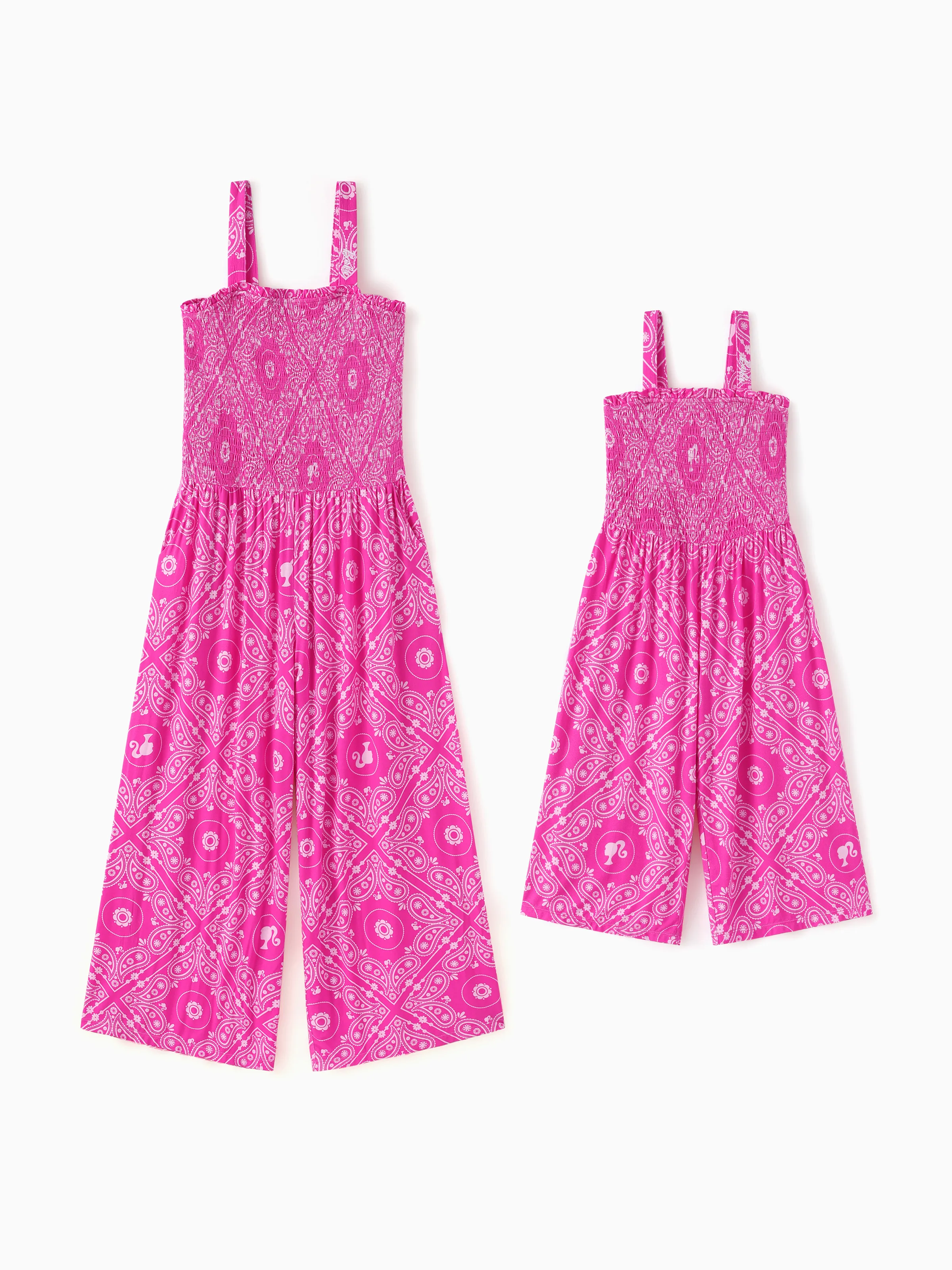 Barbie Toddler/Kid Girl Bamboo Allover Print Jumpsuit Hot Pink - Image 5