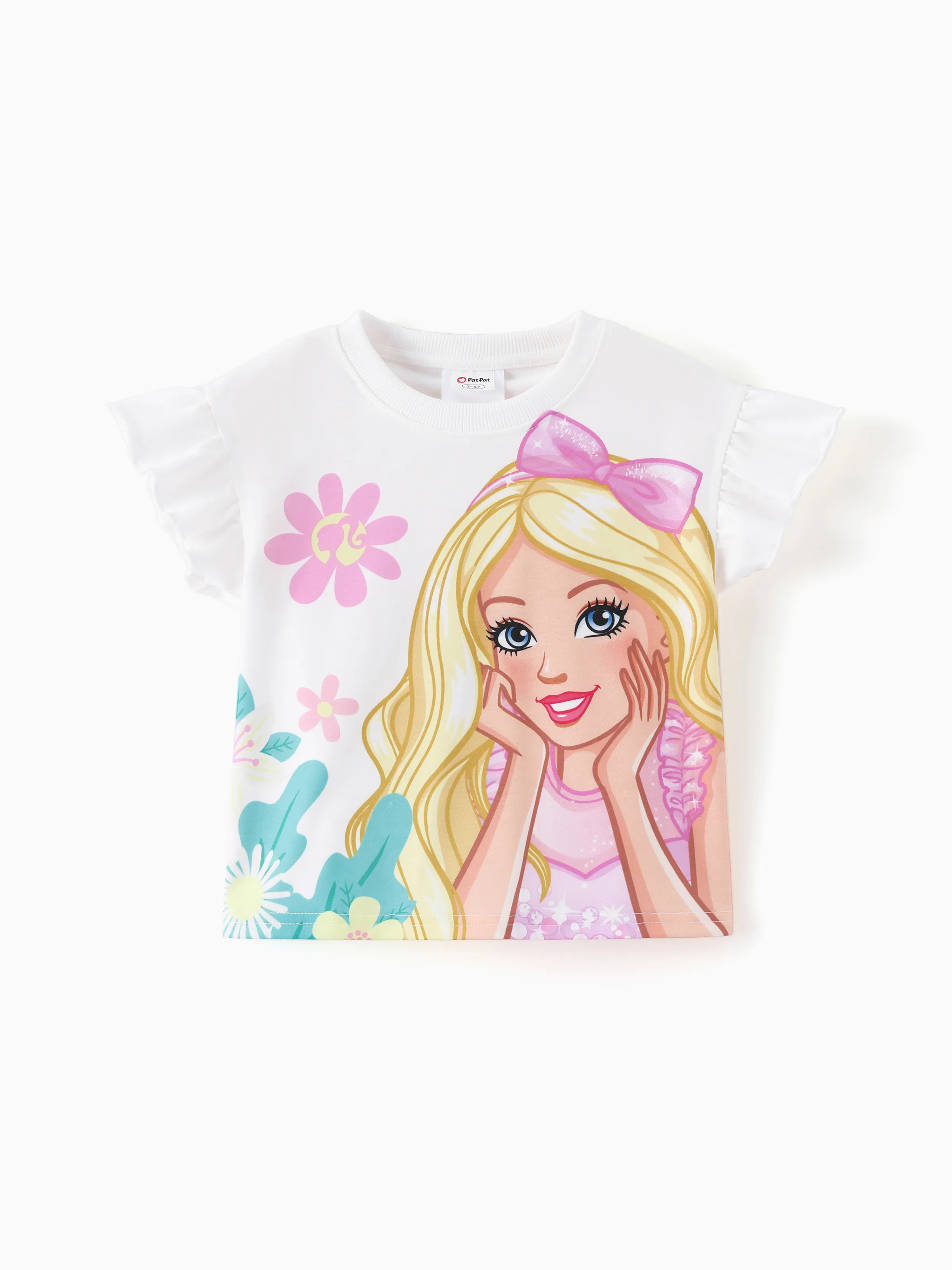 Barbie Toddler/Kid Girl Sweet Ruffle-sleeve Top and Shorts Set Hot Pink - Image 4