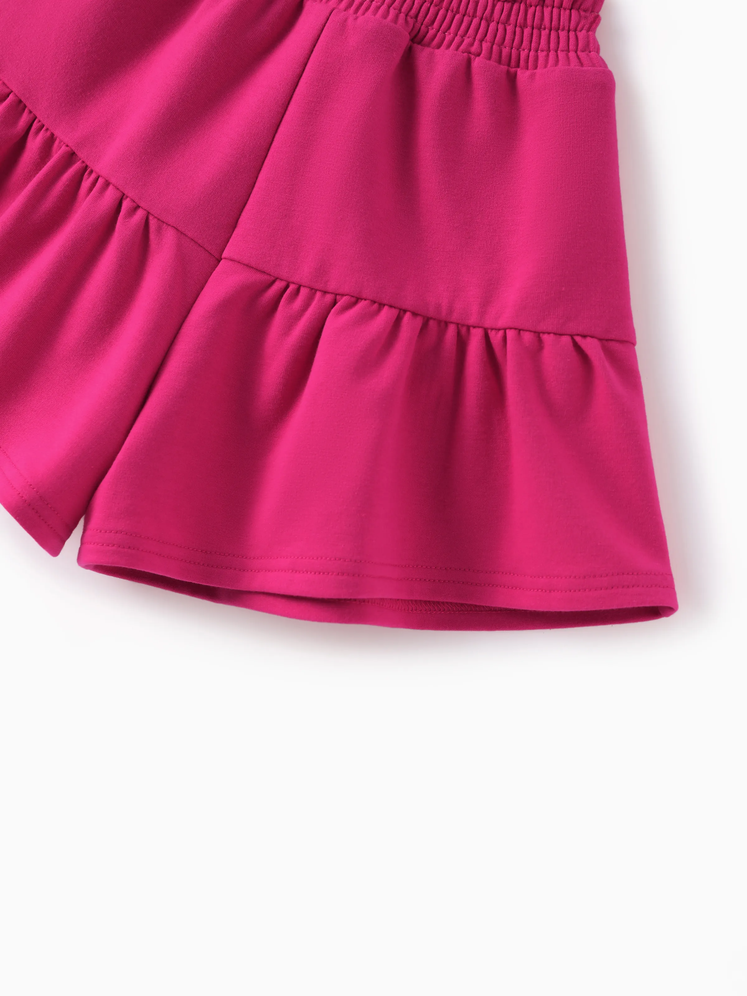 Barbie Toddler/Kid Girl Sweet Ruffle-sleeve Top and Shorts Set Hot Pink - Image 9