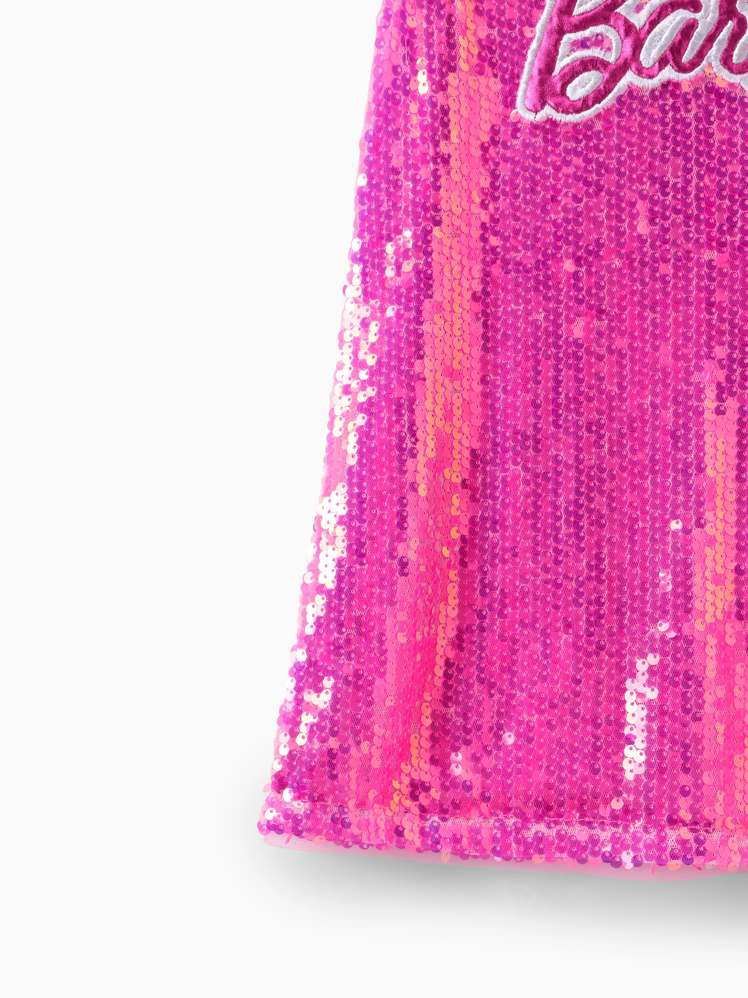 Barbie Toddler/Kid Girl Classic Barbie Letter Print Sequins Flutter-sleeve Dress Roseo - Image 7