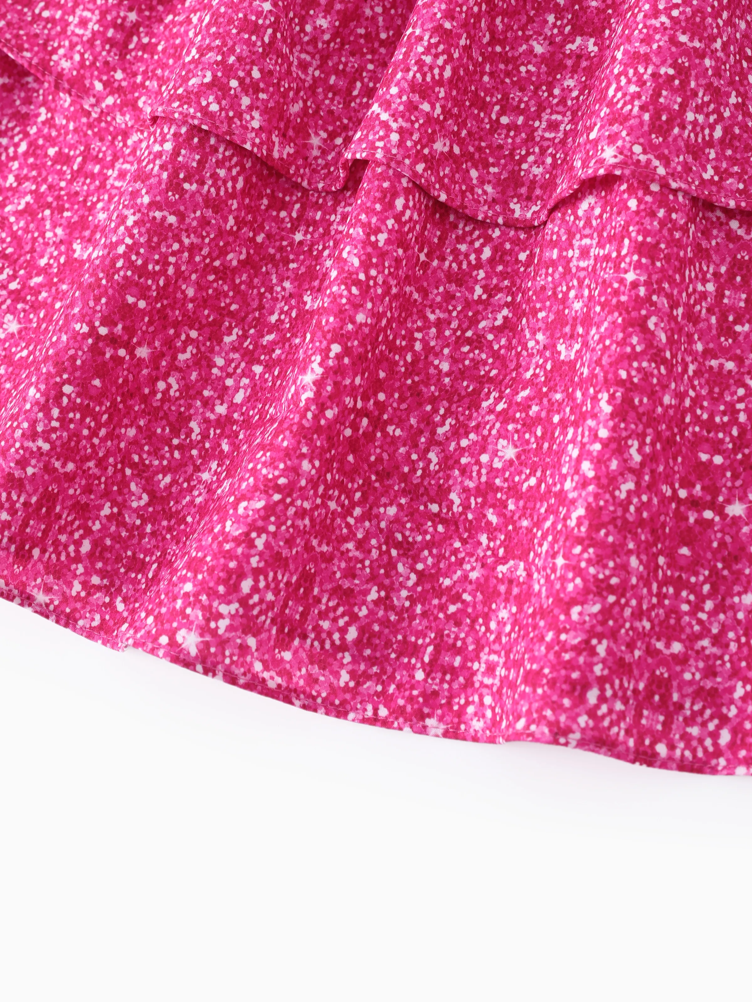 Barbie Toddler/Kid Girl One shouder desgin multi-layer Dress Rose pink - Image 6