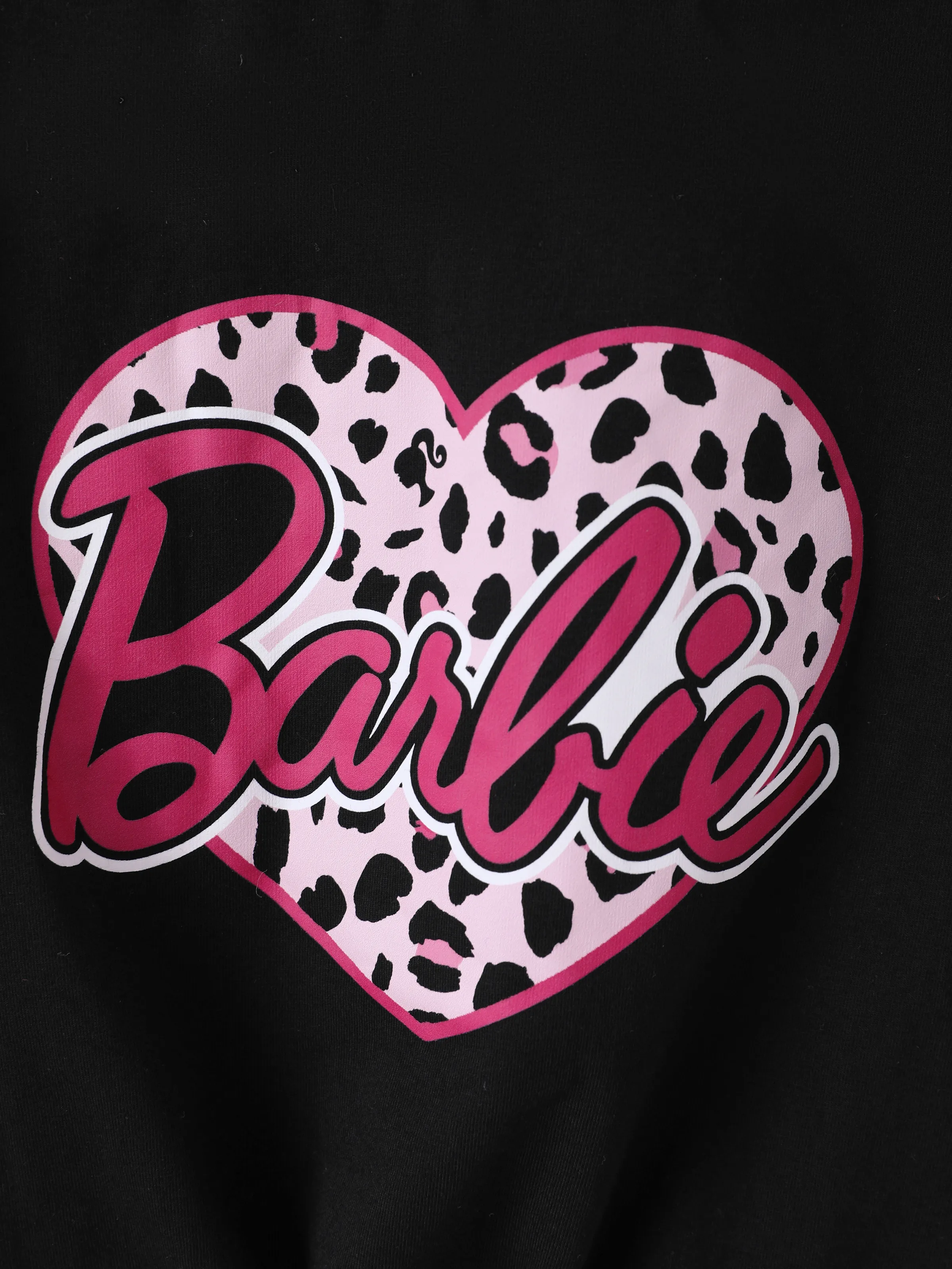 Barbie Toddler/Kids Girl 2pcs Chic Hem Cotton Long-sleeve Top and Leopard Pants Set Black - Image 10