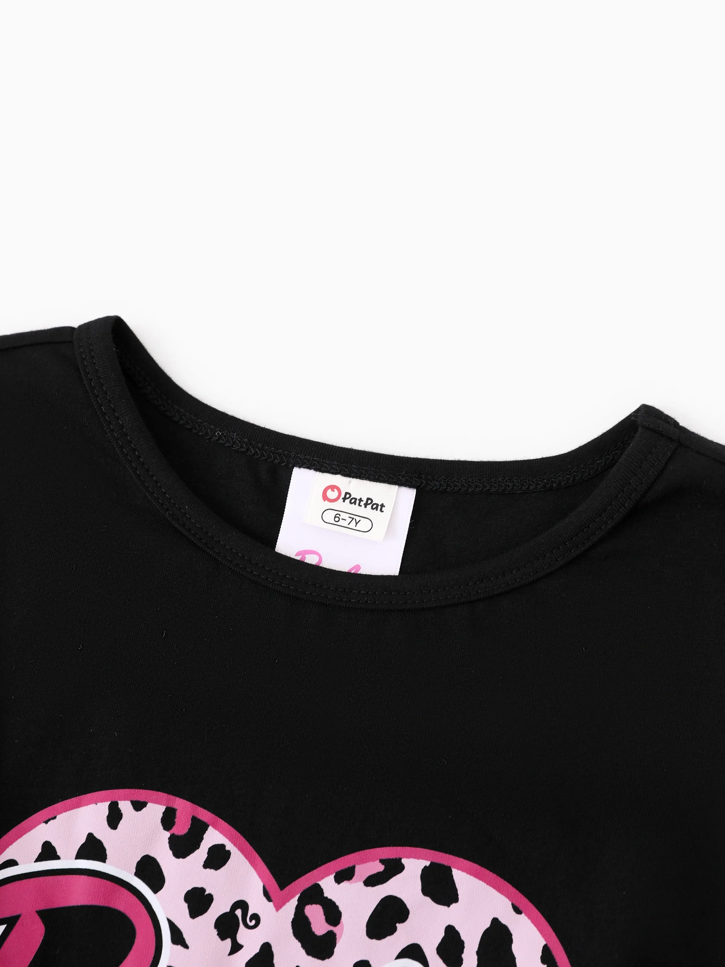 Barbie Toddler/Kids Girl 2pcs Chic Hem Cotton Long-sleeve Top and Leopard Pants Set Black - Image 7