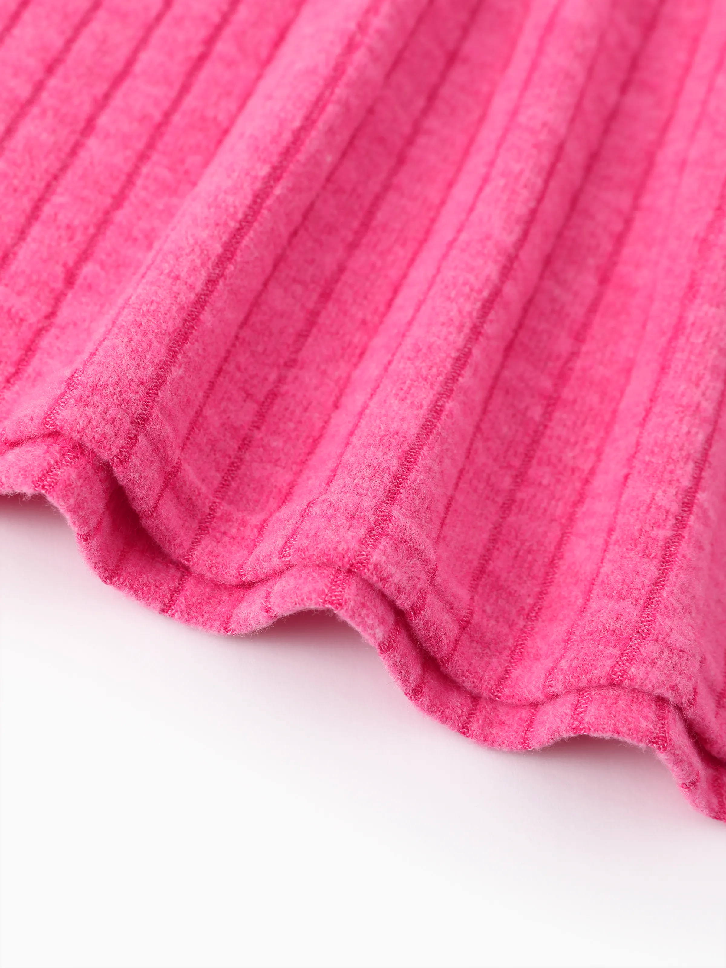 Barbie Toddler/Kids Girl Ribbed Knit Fabric Terry Embroidery Dress Hot Pink - Image 6
