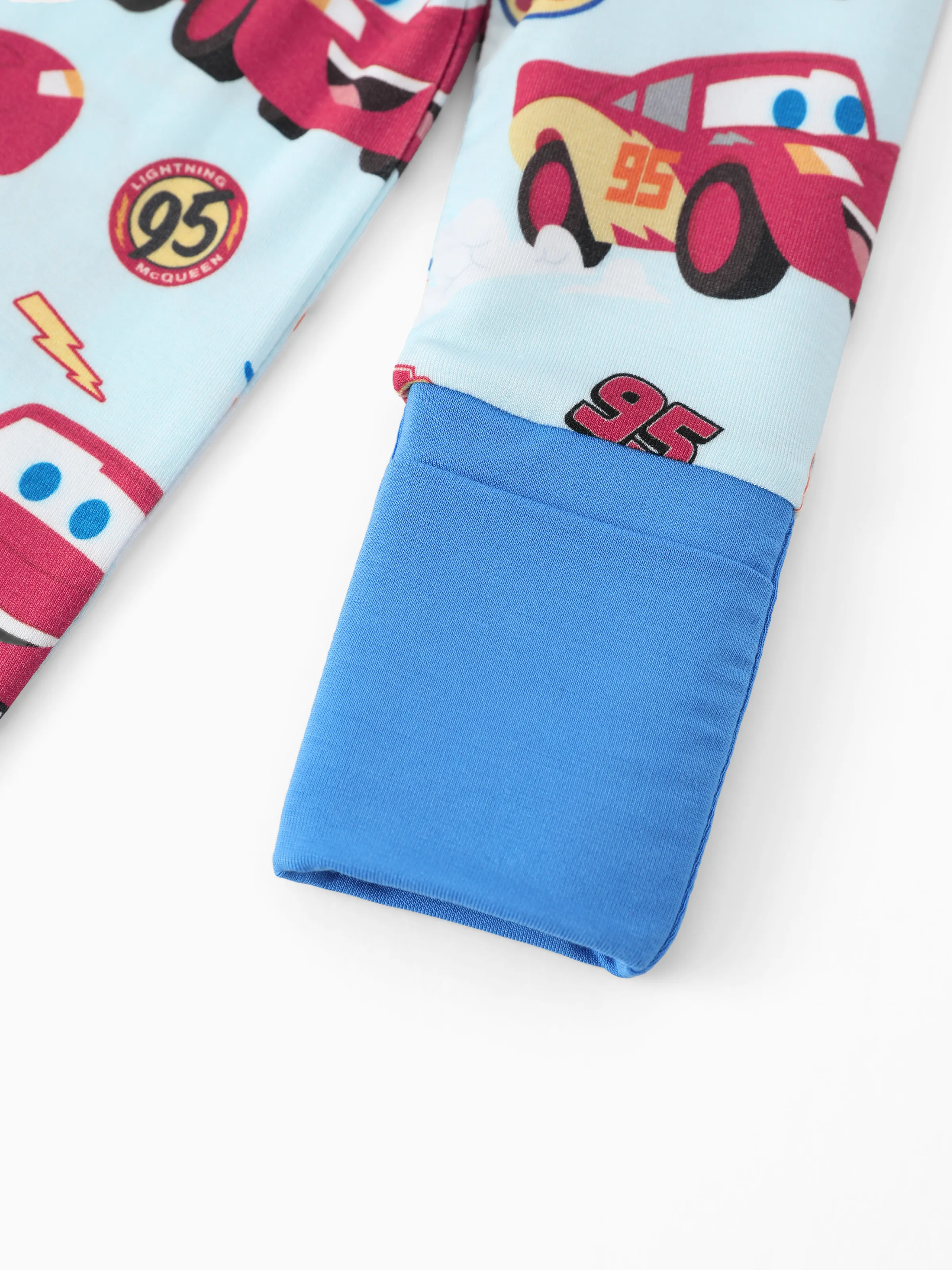Cars Bamboo Baby Boy Lightning McQueen 2-Way Zip Onesies Anti Slip Long-sleeve Footie Blue - Image 10