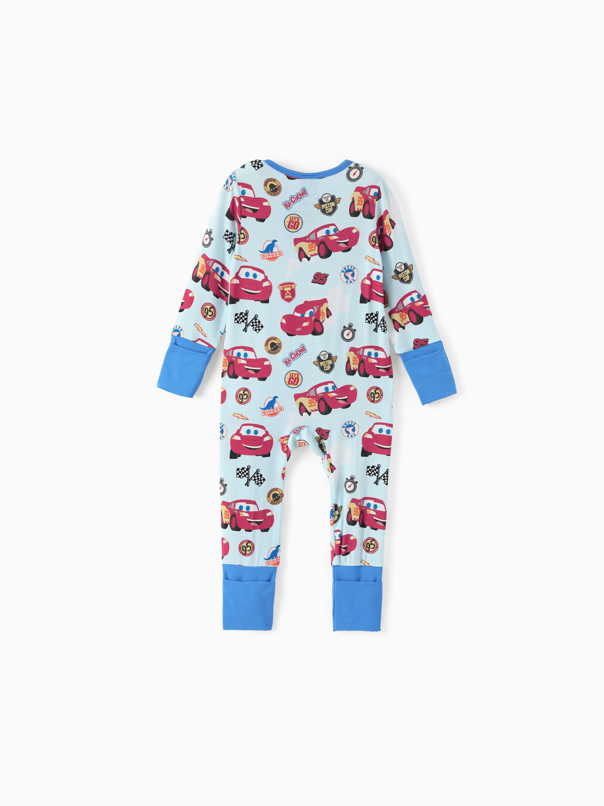 Cars Bamboo Baby Boy Lightning McQueen 2-Way Zip Onesies Anti Slip Long-sleeve Footie Blue - Image 7