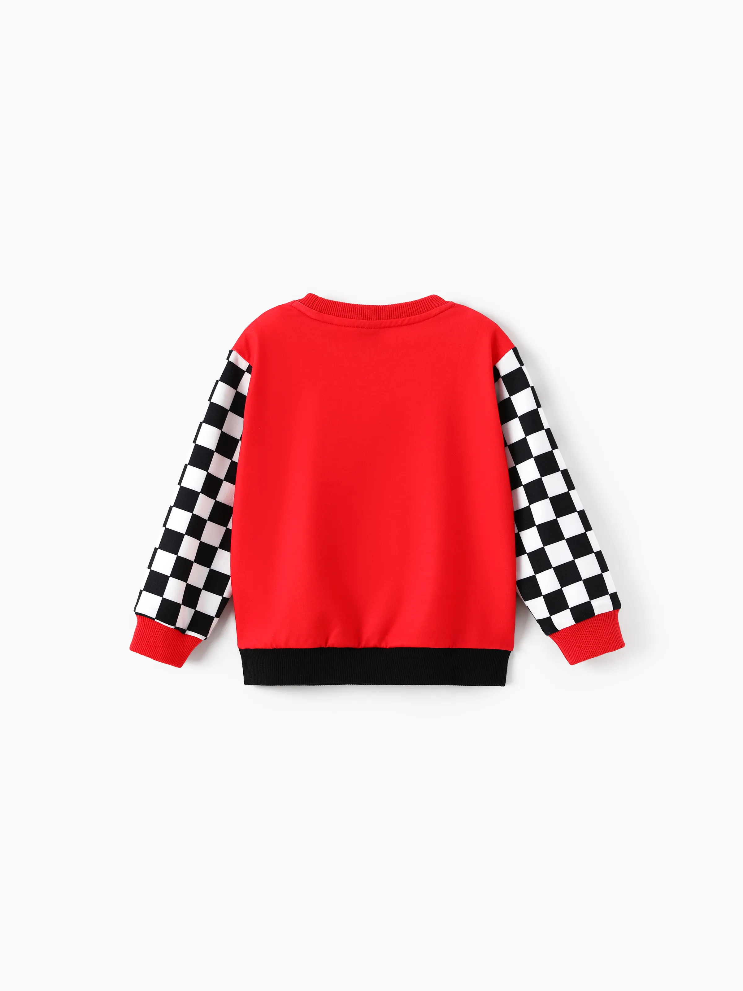 Cars Toddler Boy Checkerboard Print Colorblock Sweatshirt Red - Image 2